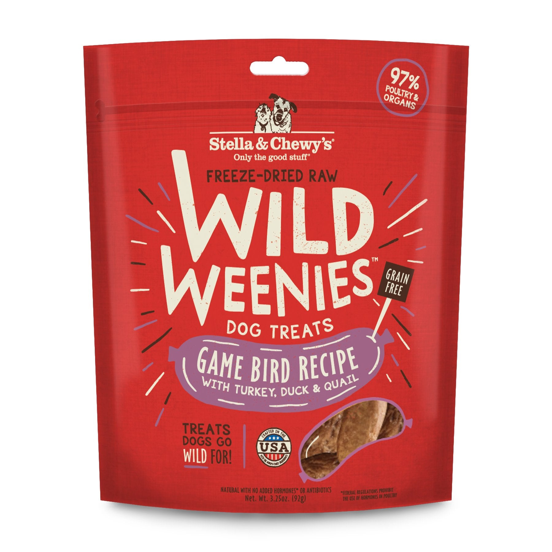 Stella and Chewys Dog Freeze Dried Weenie Game Bird 3.25 Oz.