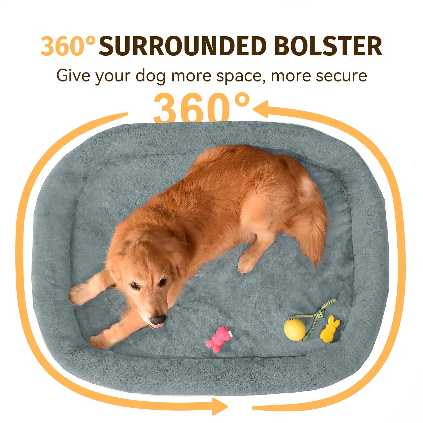 Orthopedic Waterproof Large Dog Bed: Memory Foam Washable Dog Bed With Bolsters - Xl Removable Orthopedic Cover For Medium Large