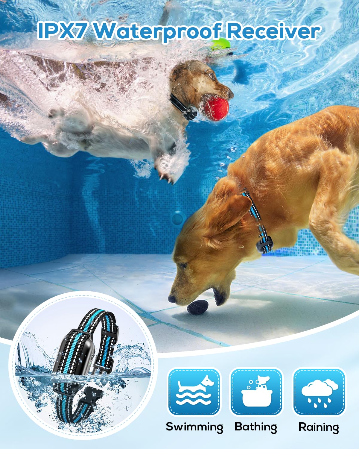 Dog Shock Collar For 2 Dogs (5-120Lbs) 3300Ft Dog Training Collar With Remote, Rechargeable E-Collar Waterproof Collars With 3 T