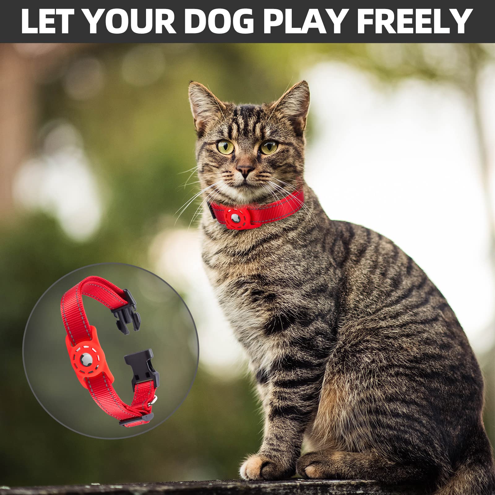 Konity Airtag Cat Collar, Compatible With Apple 2021, Nylon Pet Kitten Puppy Collar With Silicone Holder For Small Dogs, Red,Xs: 8''-12'' Neck