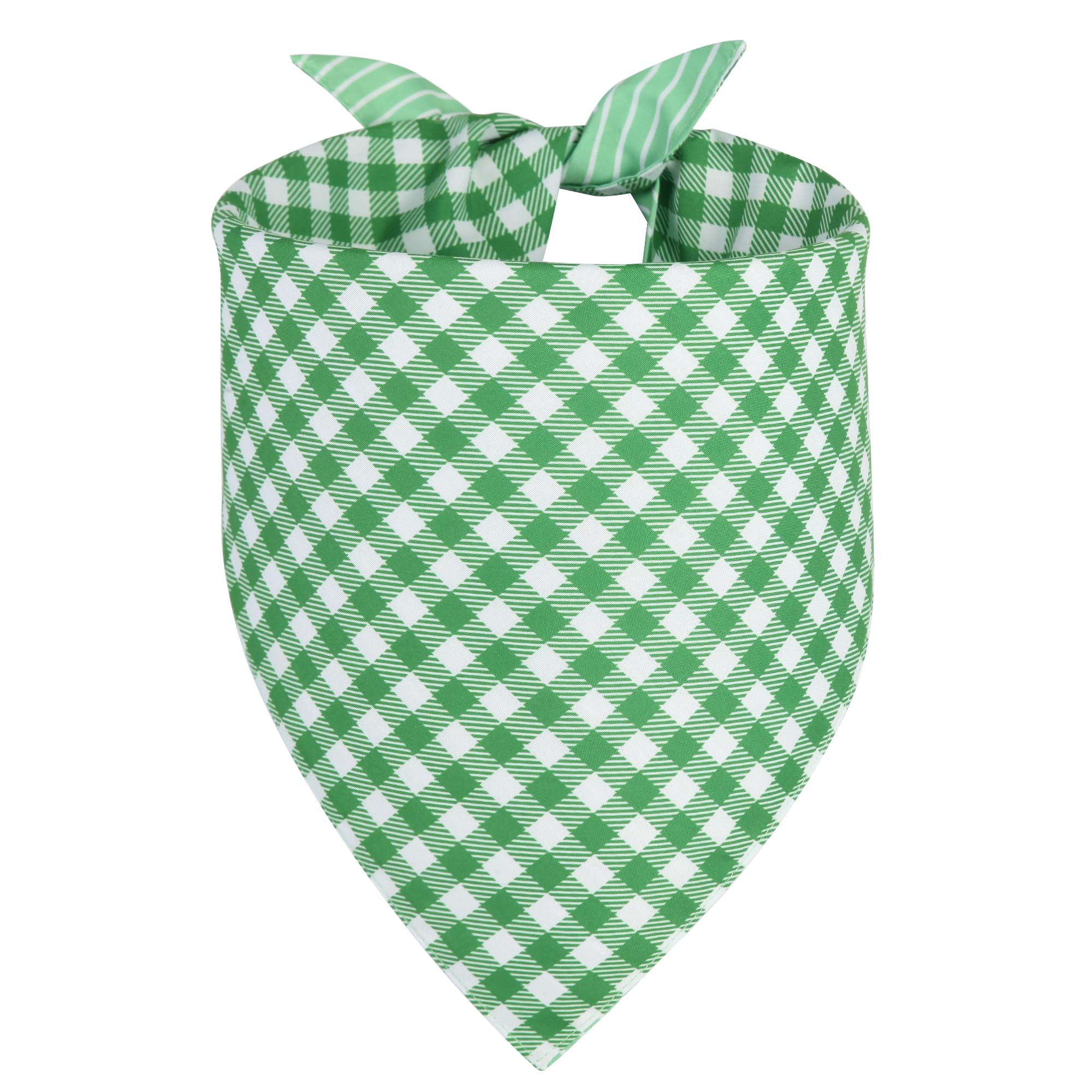 Ququle Dog Bandana Green Small 1Pcs, Summer Spring Scarf For Boy And Girl, Durable Triangle Reversible Bibs Handkerchief For Pup