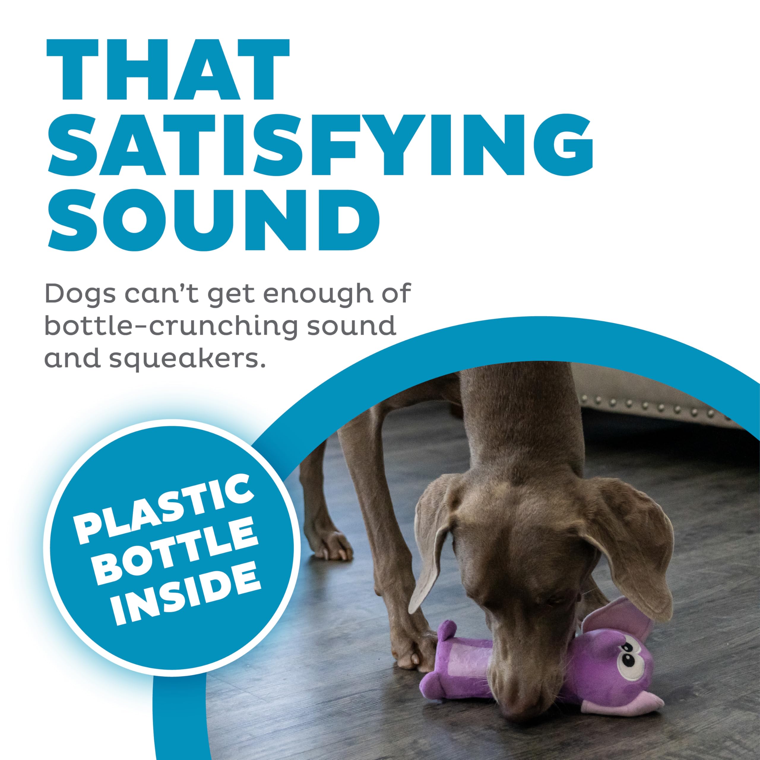 Outward Hound Bottle Bros Elephant Durable Cracking, Crinkling, Squeaking Dog Toy, Purple, Small