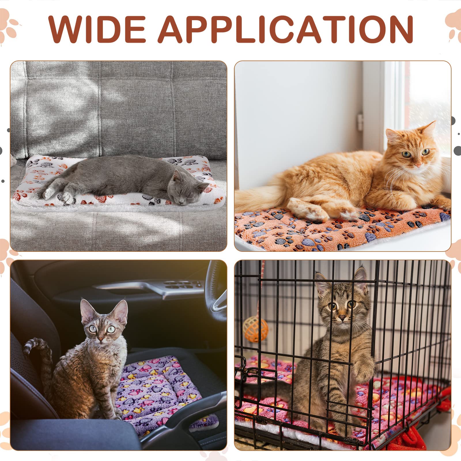 4 Pack Ultra Soft Dog Cat Bed Mat With Cute Prints Reversible Fleece Dog Crate Kennel Pad Cozy Washable Thickened Hamster Guinea Pig Bed Pet Bed Mat For Small Animals (Vivid Color,21 X 14 Inches)