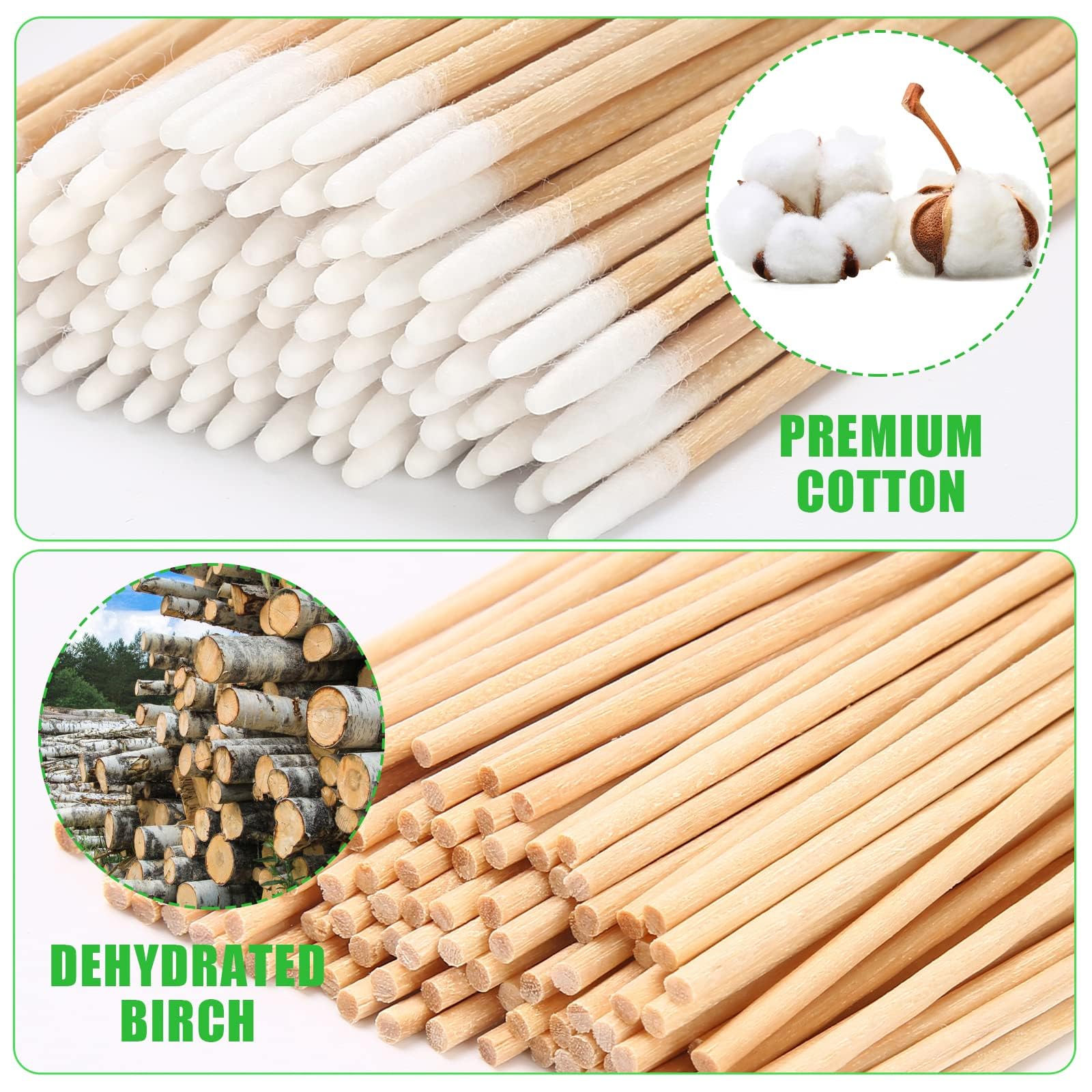 AkoSlale 500Pcs Wooden Precision Q Tips - Natural Pointed Cotton Swabs for Makeup Detailing, Nail Art, Home Crafts & Fine Cleani