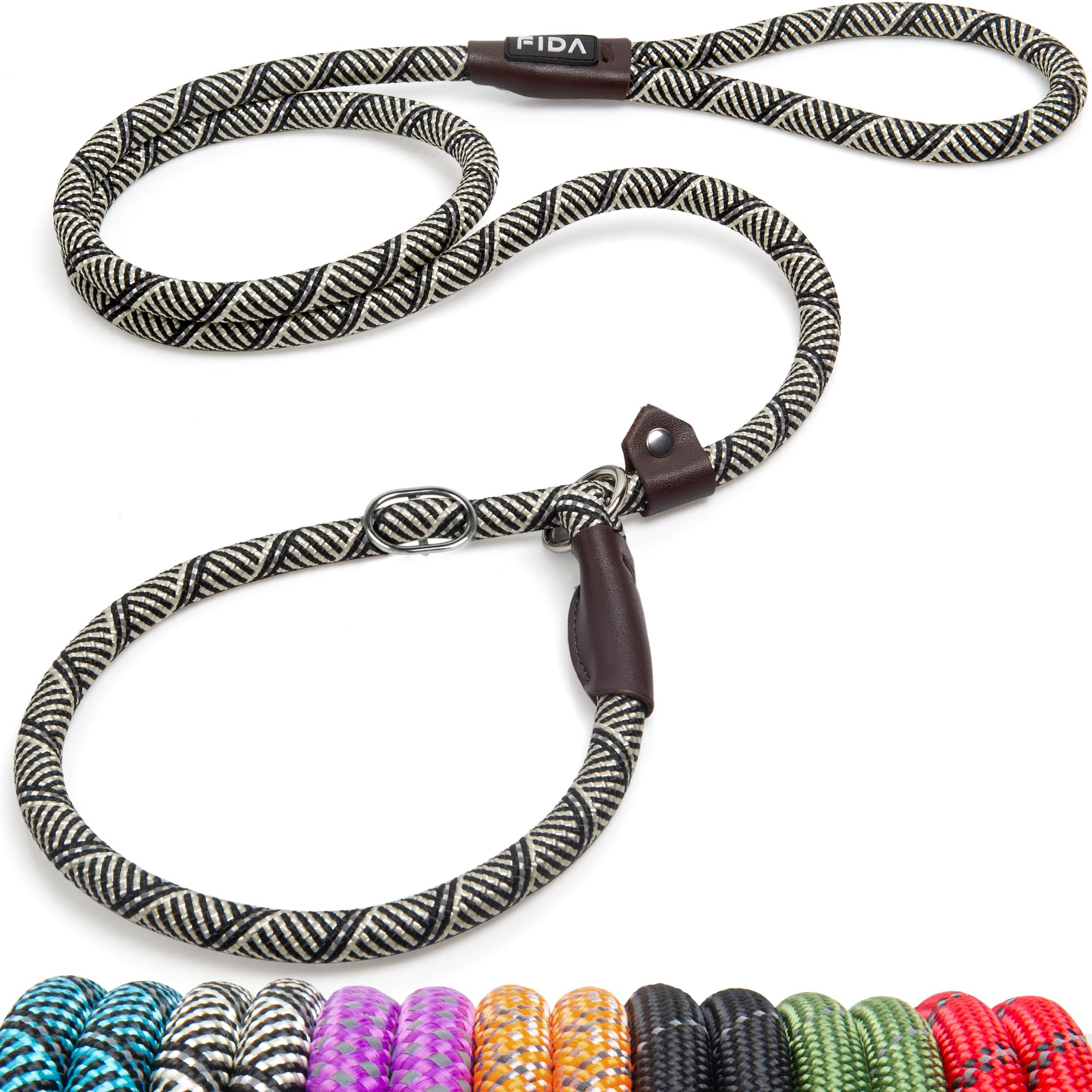 Fida Durable Slip Lead Dog Leash, 6 Ft X 1/2'' Heavy Duty Dog Loop Leash, Comfortable Strong Rope Slip Leash For Large, Medium D