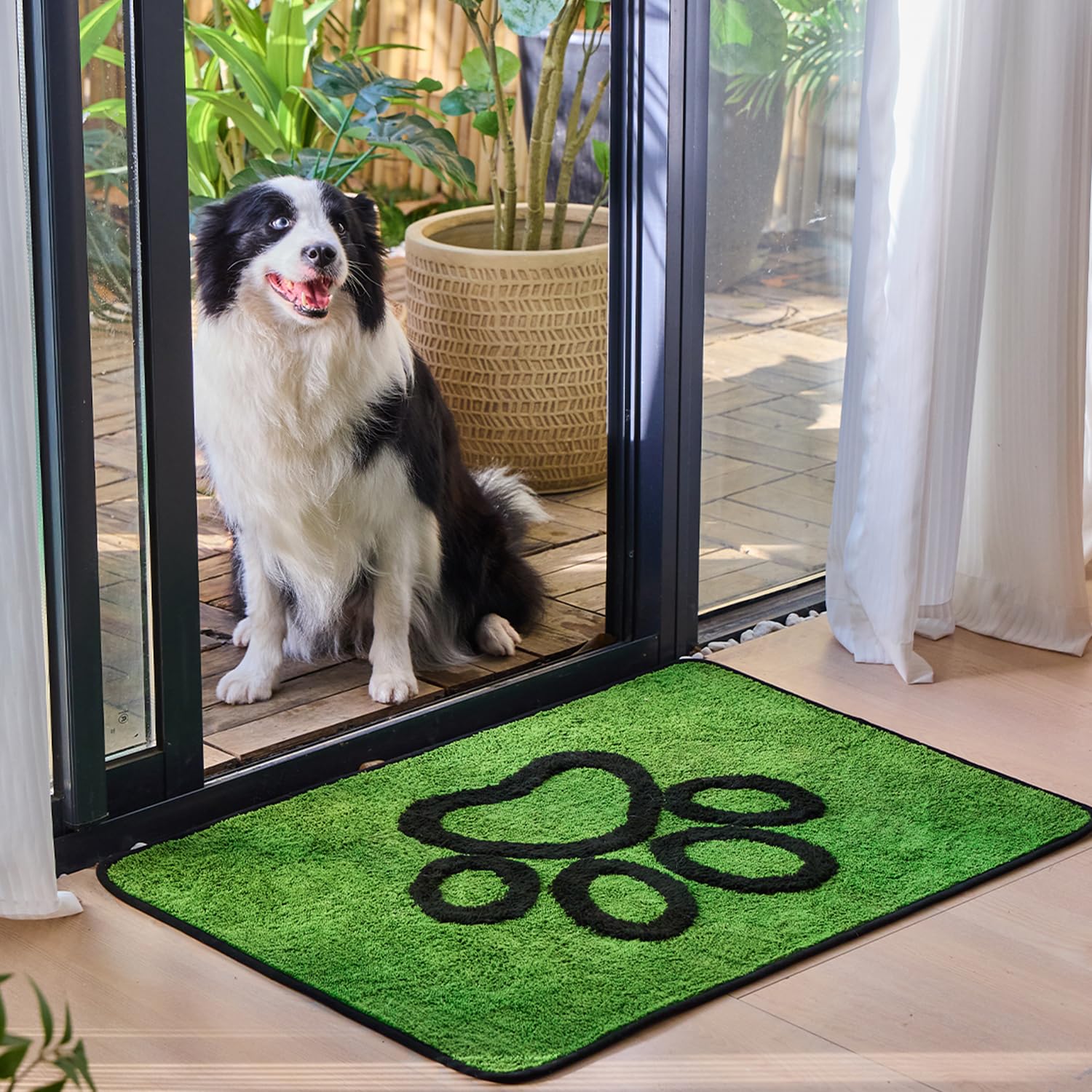 Qeils Dog Door Mat for Muddy Paws 35x24, Absorbs Moisture and Dirt, Absorbent Non-Slip Washable Dog Rug, Mud Mats for Dogs, Entr