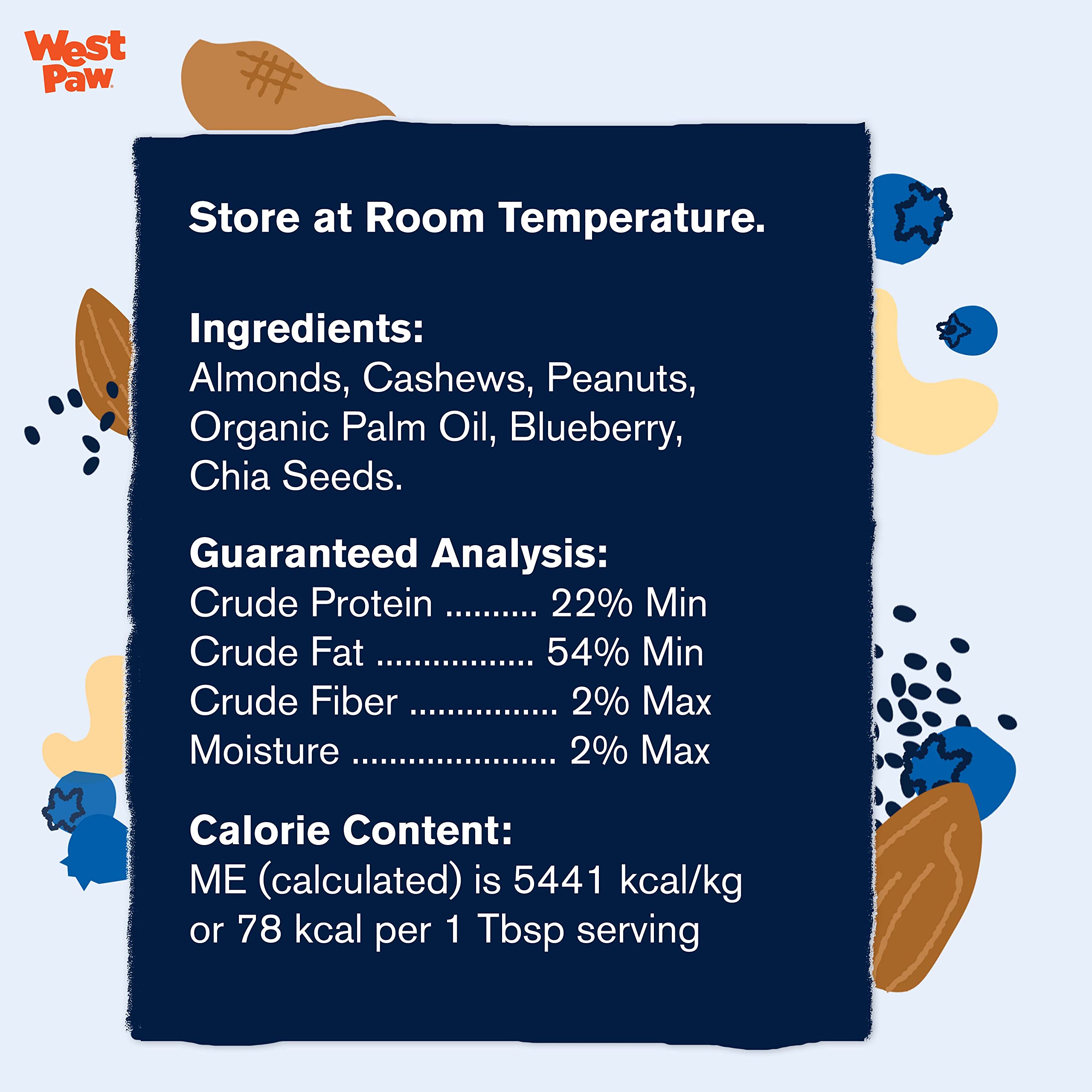 WEST PAW Creamy Treats Nut Butter, Blueberry, Chia Seed 6.2 Oz