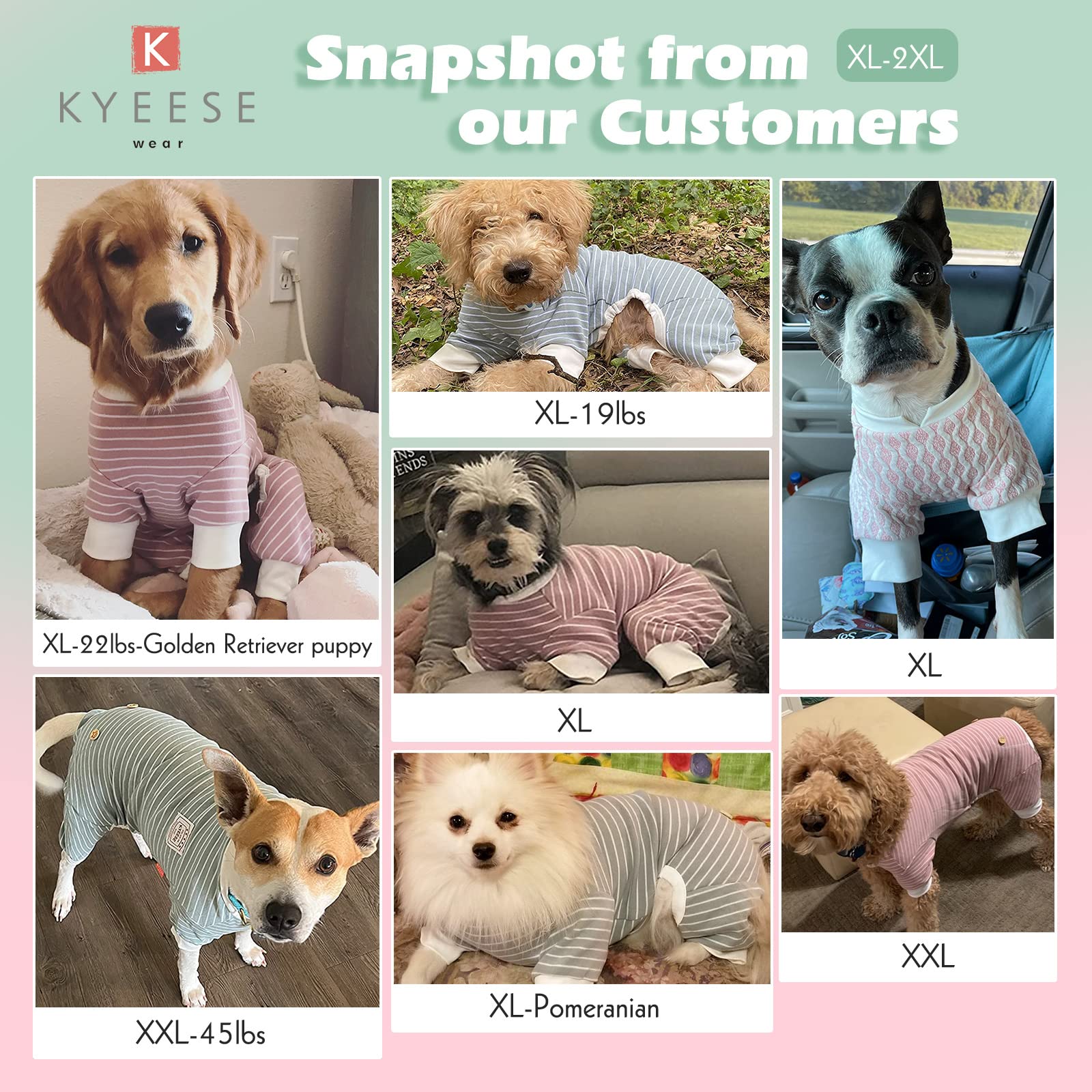 Kyeese Dog Pajamas For Large Dogs Stretchable Dog Jumpsuit 4 Legs Strip Pet Lightweight Pjs