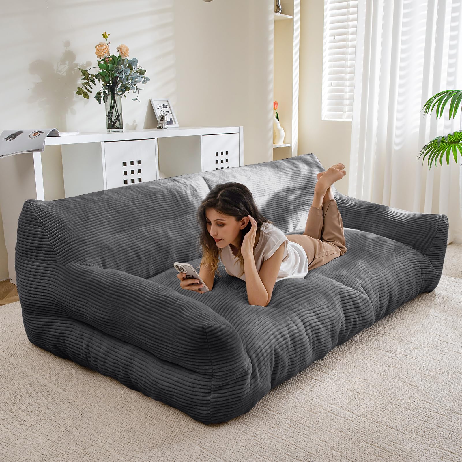 Higogogo Large Human Dog Bed, Giant Human Dog Sofa, Big Comfy Floor Sofa Couch For Pet Families With Foam Chunk Supportive Mat, 