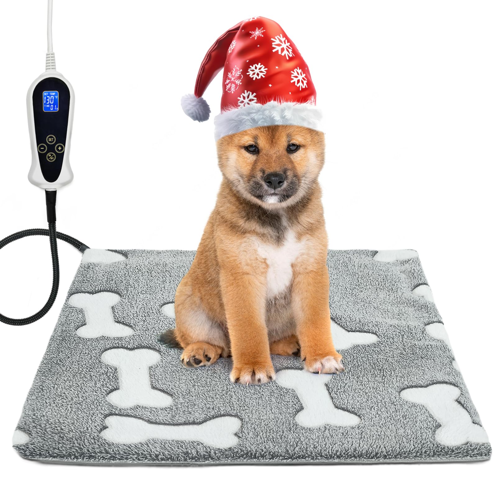 Bestio Pet Heating Pad, 18 X 18 In Heated Cat Bed Adjustable Thermostat + Normally On Function With Metal Protective Tubing And 