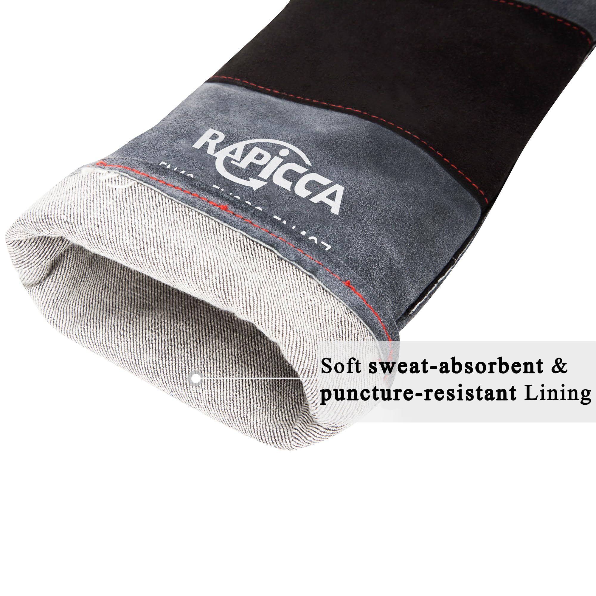 RAPICCA Animal Handling Gloves Bite Proof Double Leather Reinforced Padding Dog,Cat Scratch,Bird Handling Falconry Gloves Grabbi