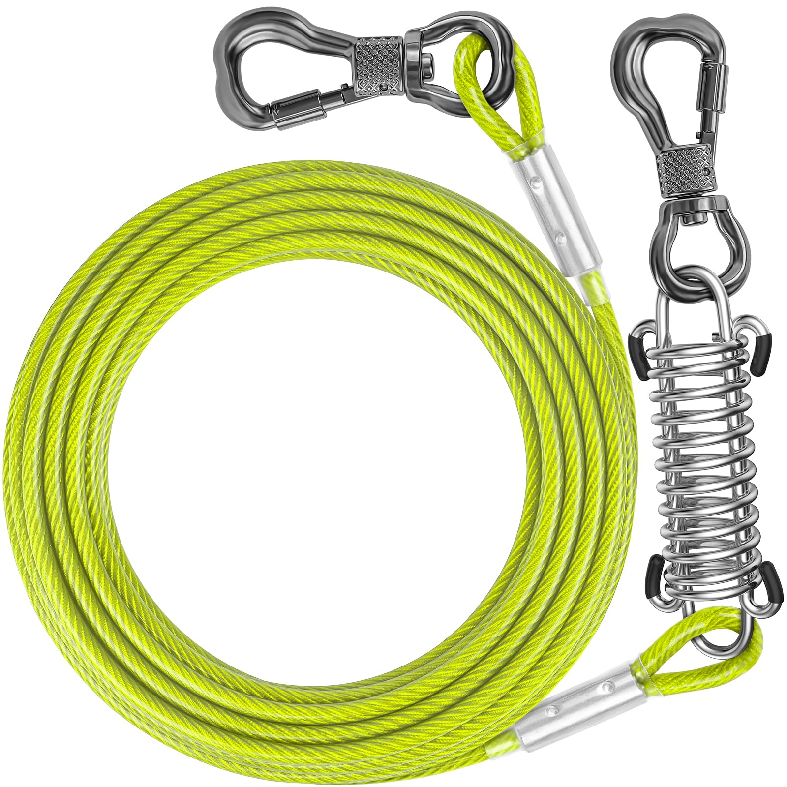 Tresbro Dog Chains For Outside Heavy Duty Large Dog Up To 500Lbs, Dog Leads For Yard 50Ft With Spring And Swivel Hook, Long Dog