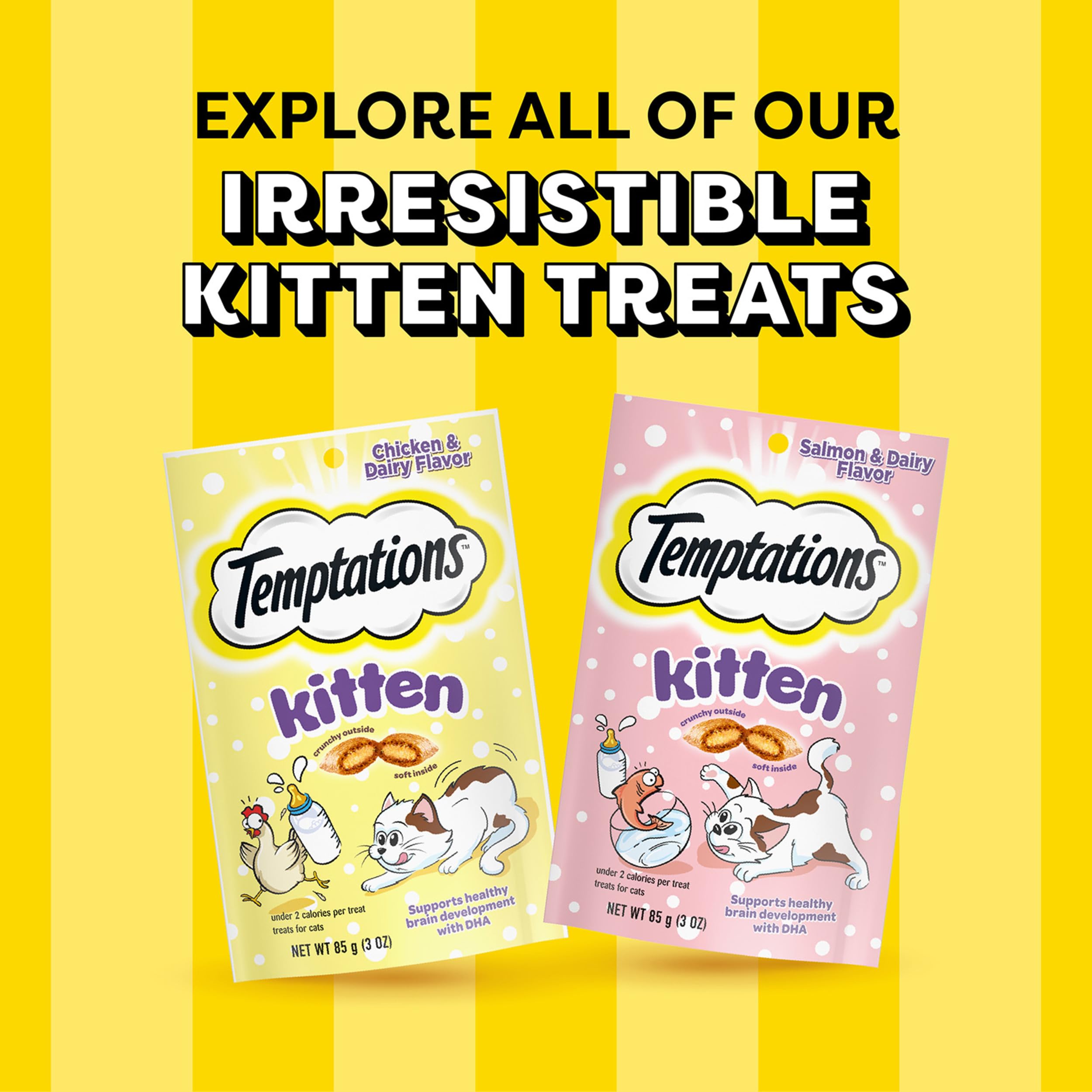 Temptations Kitten Treats, Salmon & Dairy, Crunchy and Soft Treat, 6.3 oz. (Pack of 10)