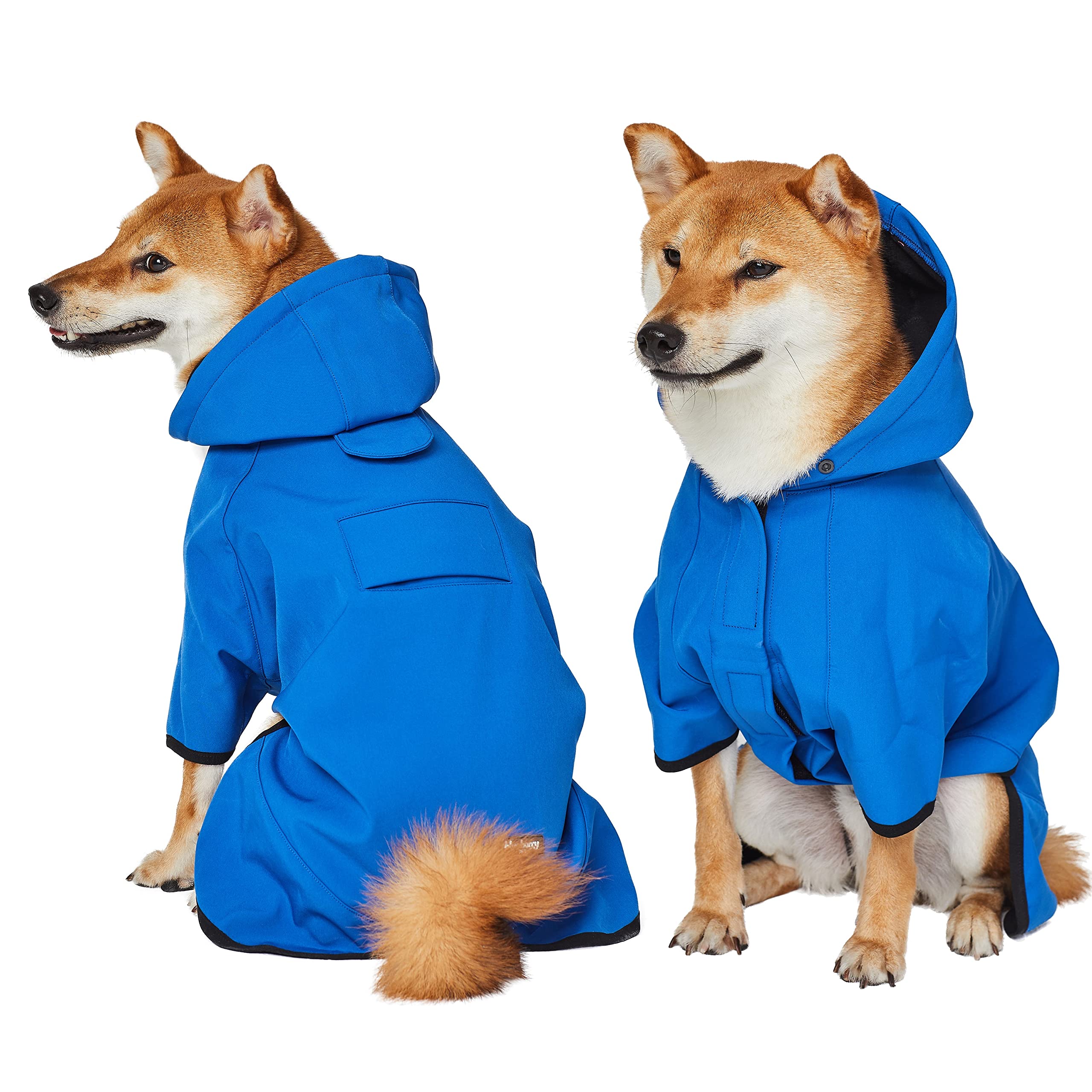 Blueberry Pet 24' Waterproof Dog Softshell Jacket, Hooded Raincoat And Windbreaker With Leash & Harness Hole, Dazzling Blue, Outdoor Rain Gear For Dogs