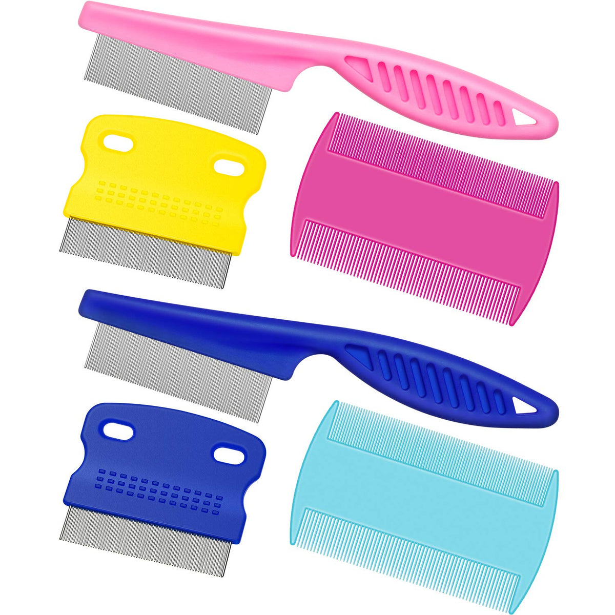6 Pieces Pet Lice Combs Dog Grooming Flea Comb Cat Tear Stain Comb For Removal Dandruff, Hair Stain, Nit (Pink, Light Blue, Dark