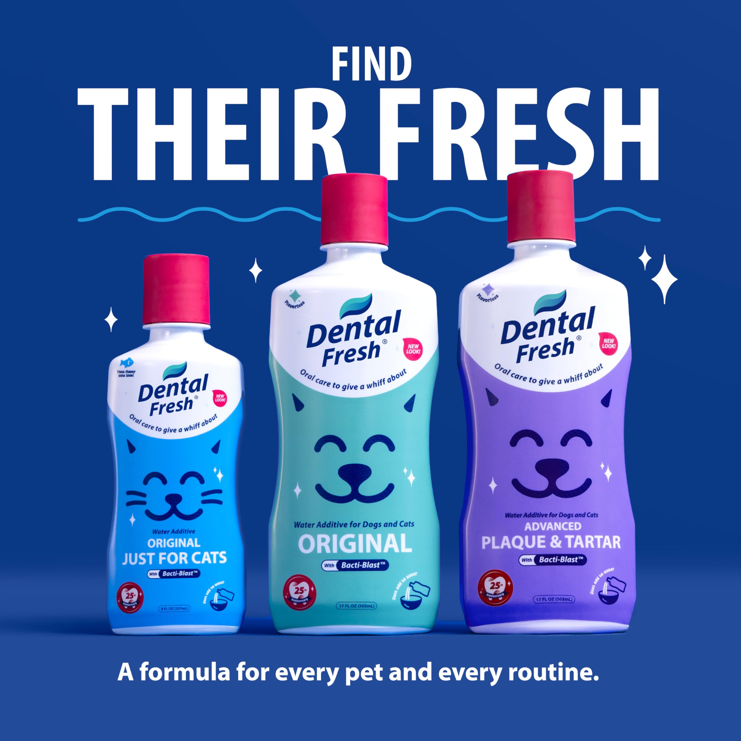 Dental Fresh Cat Water Additive, Tuna Flavor Dental Care - Easy Oral Care, Cleaner Teeth, Fresh Breath and Tartar Support for Ca