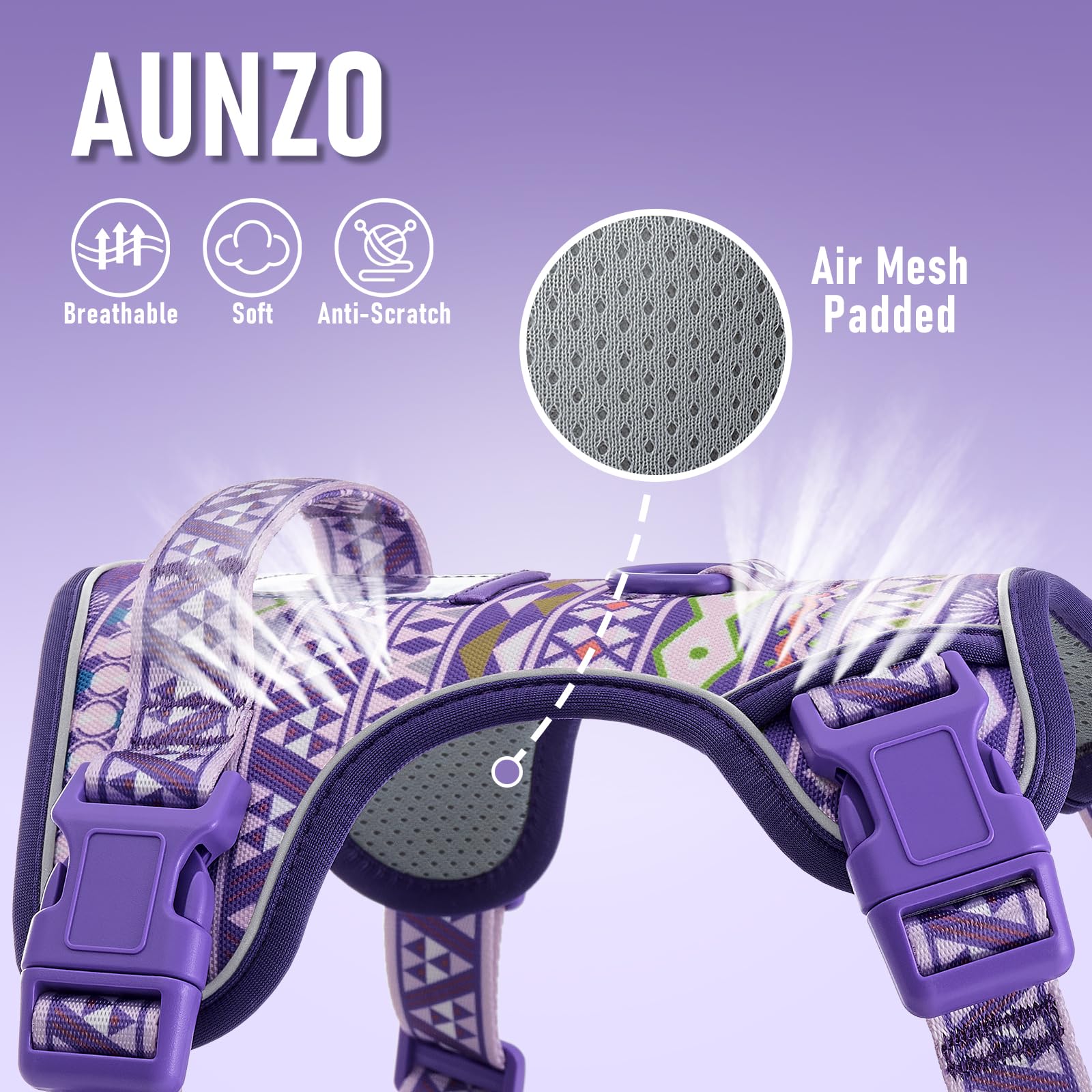 Adjustable Extra Large Dog Vest Harness No-Pull Easy Walking, Cute Pet Harness With Tribal Pattern Breathable Oxford Material 2