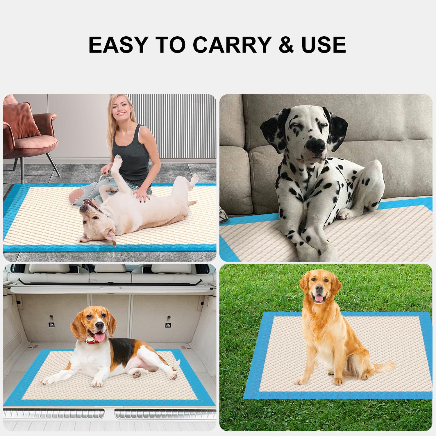 Gardner Pet Extra Large Blue Dog Pee Pads, Leak-Proof, 28"x34", 50 Ct, Recycled Material, Odor-Control Training Pads