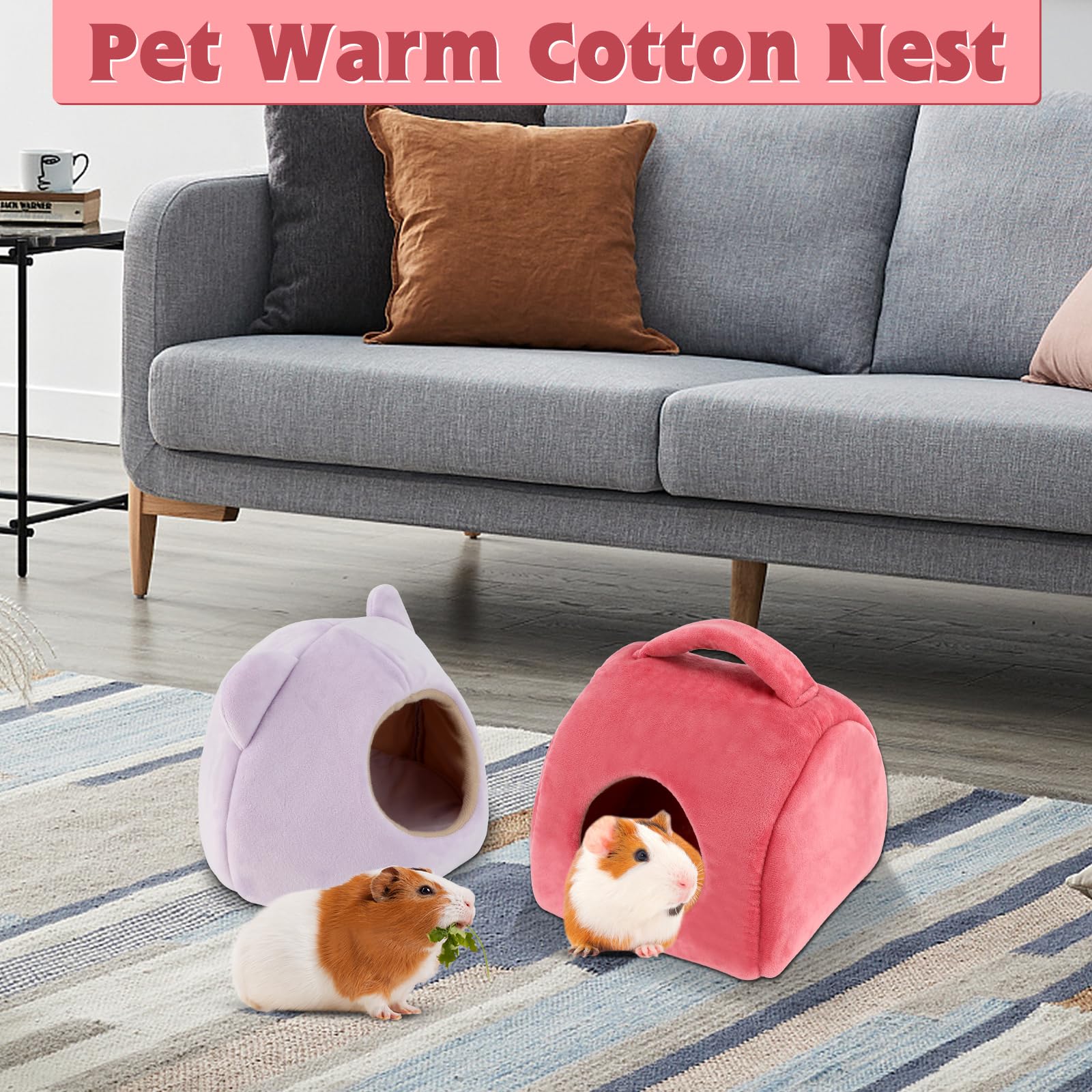 Yuepet Guinea Pig Bed 2 Pack, Washable Guinea Pig Cage Accessories Small Animal Bed Hideout For Guinea Pigs Chinchillas Hamsters