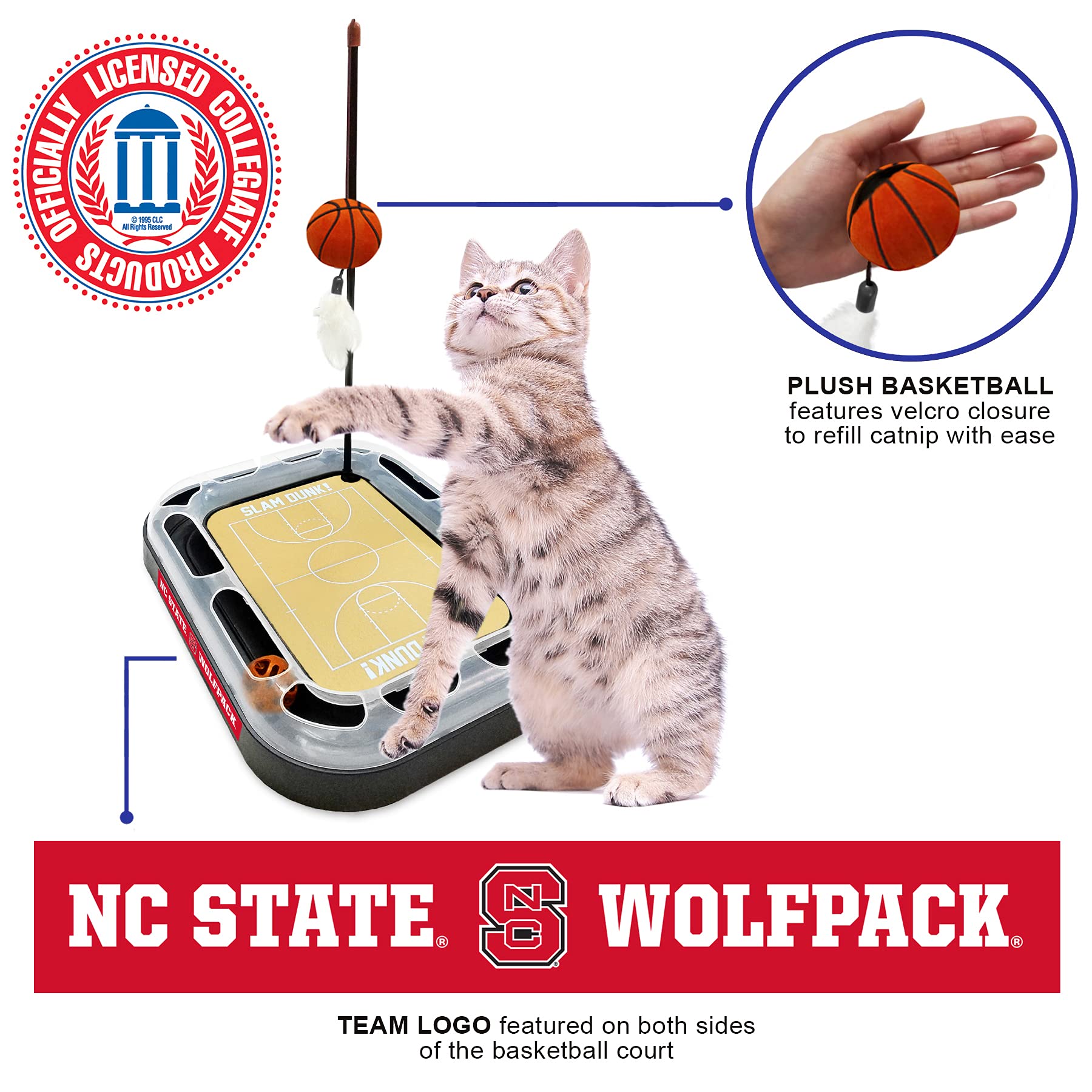 Cat Scratch Toy Ncaa North Carolina State Wolfpack Reversible Basketball Court Felt/Cardboard Cat Scratcher Toy. Interactive Cat
