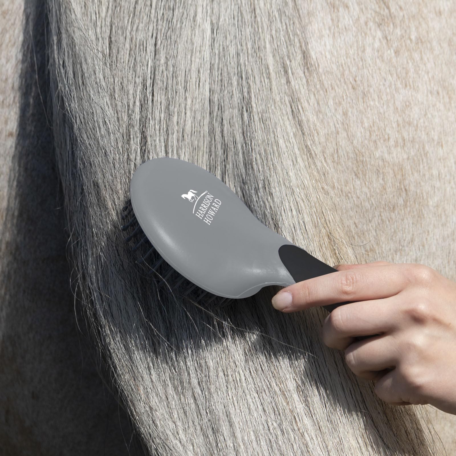 Harrison Howard Horse Mane And Tail Brush - Professional Grooming Brush, Equestrian Detangler, Non-Slip, Black