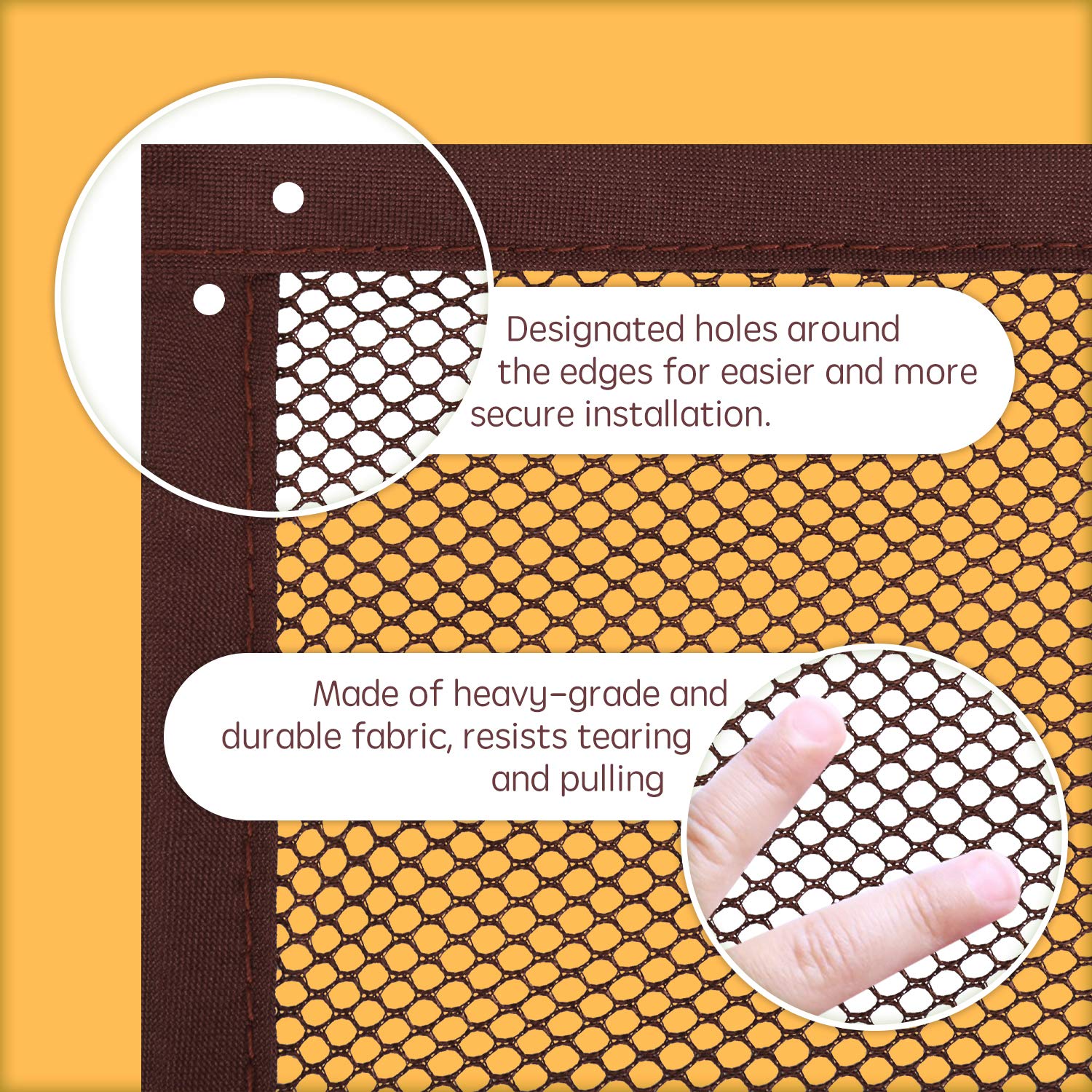 Banister Guard for Baby - 10ft x 3ft, Child Safety Net, Stair Railing Proof Mesh for Kids, Toys, Pets - Dark Brown