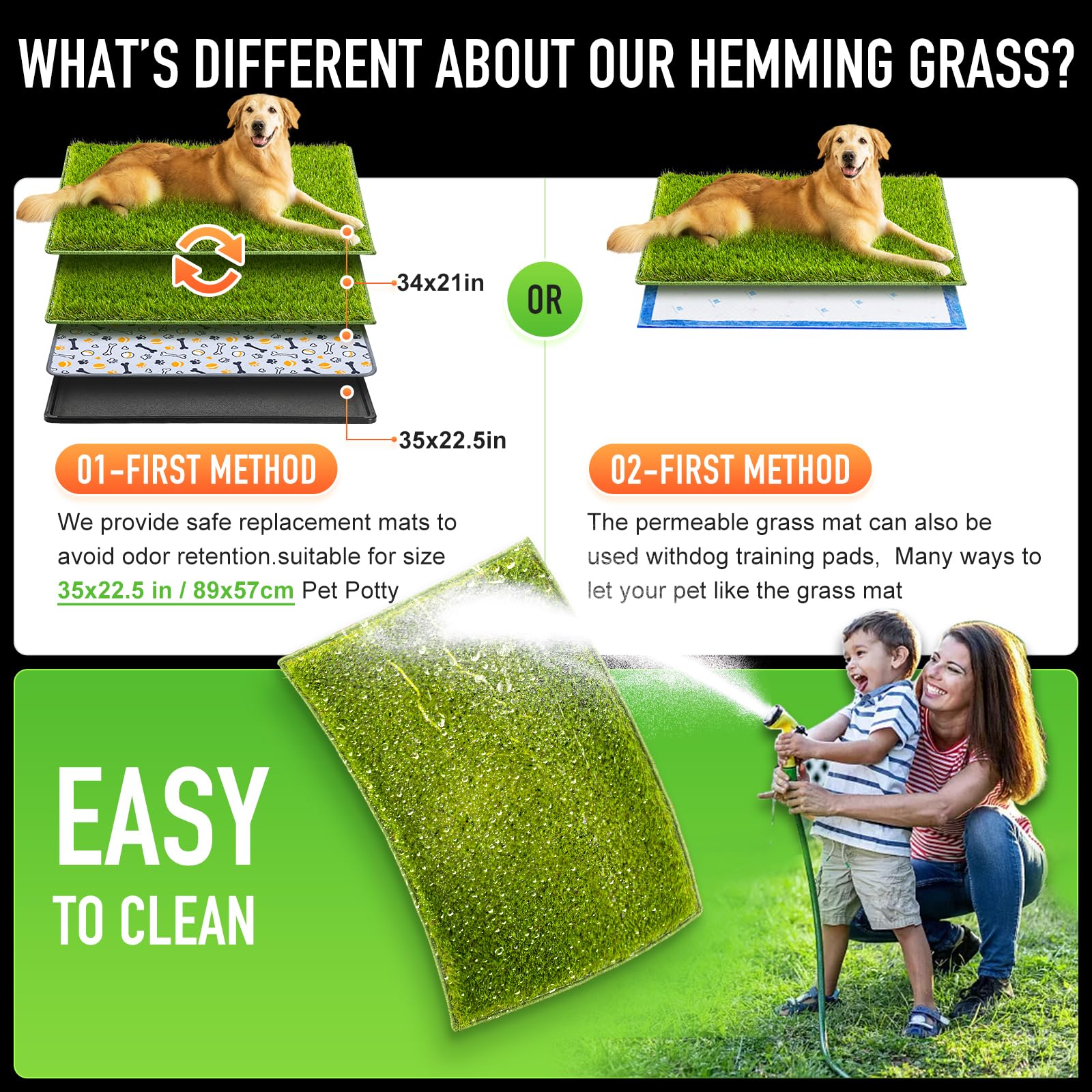 Hompet Artificial Grass For Dogs, 28''X19'', Professional Dog Grass Mat, Easy To Clean With Drainage Holes, Potty Training Pad A