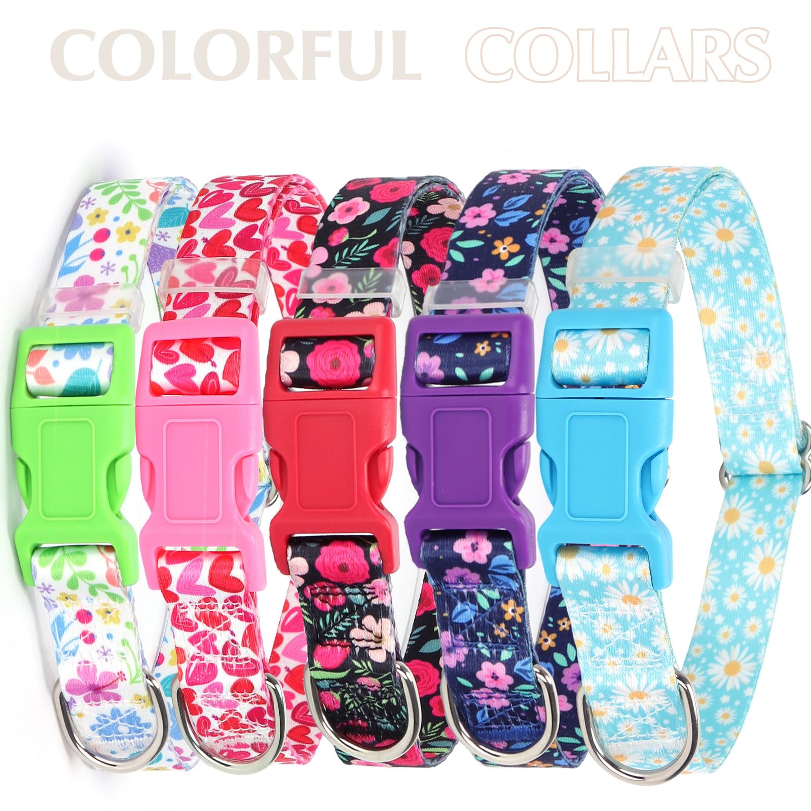 Dog Collar For Large Dogs With Flowers Patterns Summer Spring, Adjustable Comfy Pet Collar For Xs Small Medium Large Xl Dogs (Gr