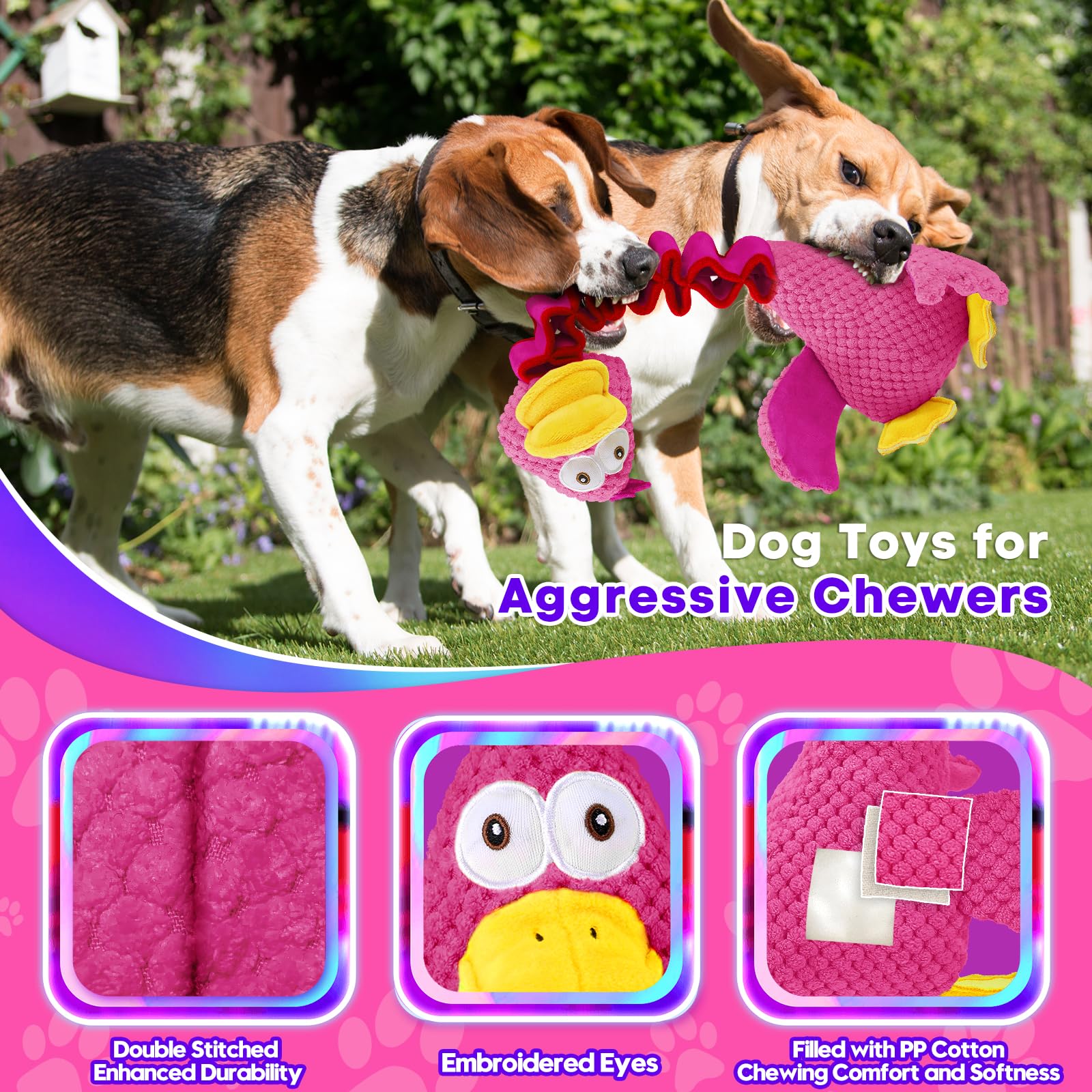Foxyyds Puppy Toys,Dog Toys For Aggressive Chewers,Retractable Tug Of War Dog Toy,Durable Chewing Squeaky Dog Toy,Small Medium L