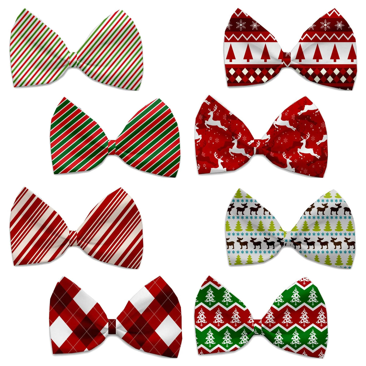 Christmas Pet, Dog & Cat Bow Ties, &quot;Candy Cane Lane Group&quot; *Available in 8 different print options!* Collar Strap Dancing Reindeer