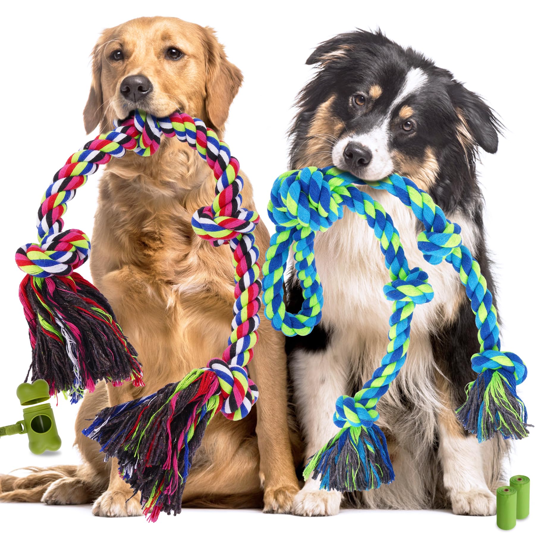 Eefitoys Tough Christmas Dog Rope Toys for Aggressive Chewers- Tough Tug of War & Chew Toys for Large, Medium & Small Dogs, 5 Pa