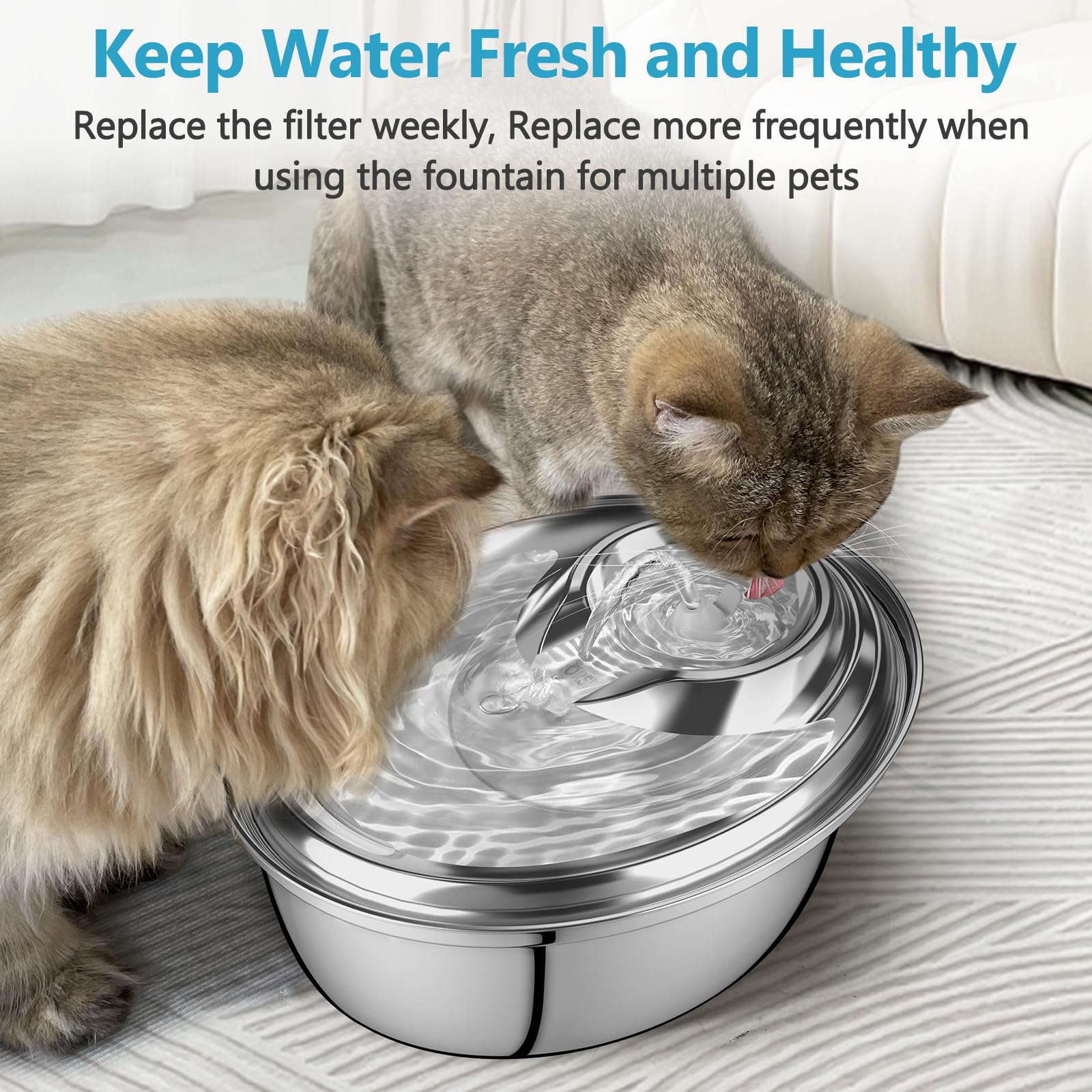 Orsda Cat Water Fountain Filters, Replacement Carbon, Resin Filters For D30 67Oz/2L Automatic Pet Fountain Cat Water Fountain Dog Water Dispenser, 3 Triple Filtration System (12Pcs 67Oz/2L Filters)