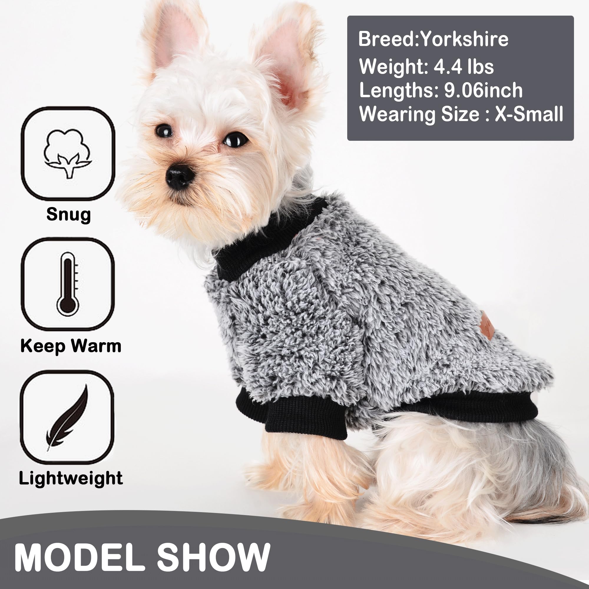Dog Sweater Sweaters For Small Dogs Girl Purple Fleece Clothes Winter Soft Thickening Warm Puppy Boy Teacup Yorkie Chihuahua (M,
