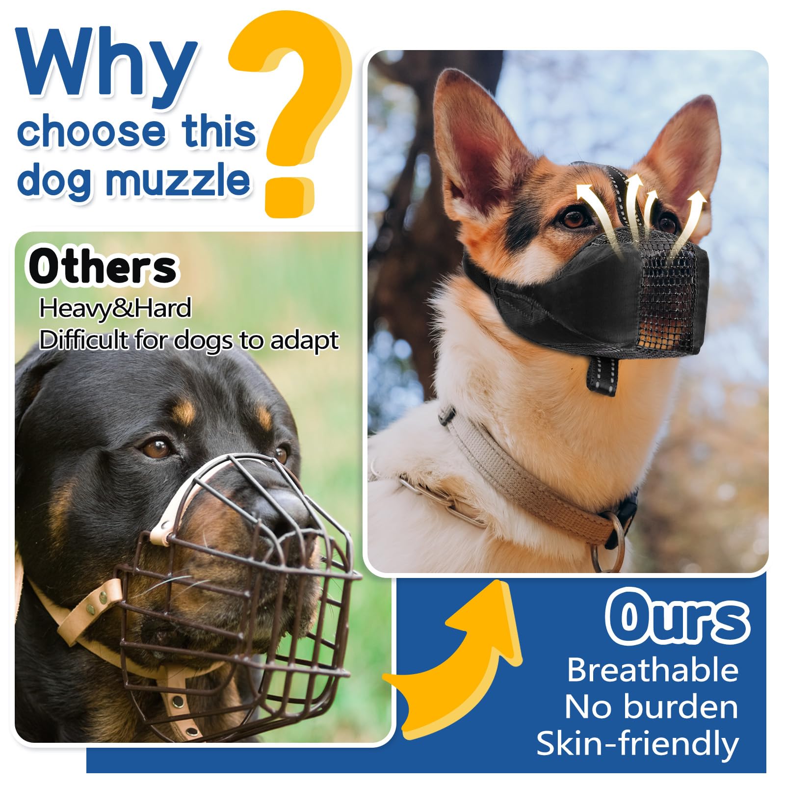 Dog Muzzle, Soft Mesh No Barking Pet Muzzles For Small Medium Large Sized Dogs, Breathable Drinkable Dog Mouth Guard Adjustable
