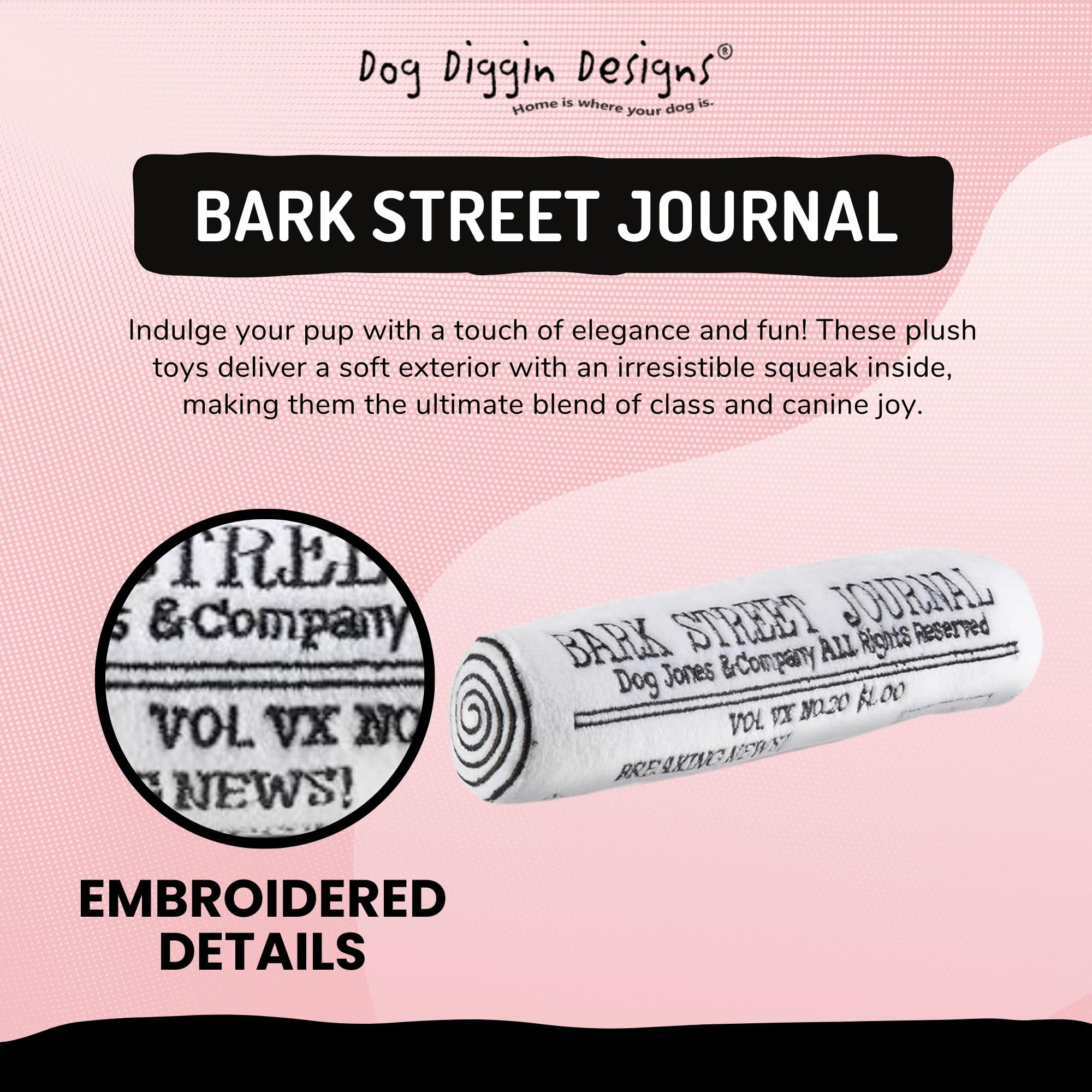 Dog Diggin Designs Runway Pup Collection | Unique Squeaky Parody Plush Dog Toys - Prt--Porter Dog Bones, Balls & More