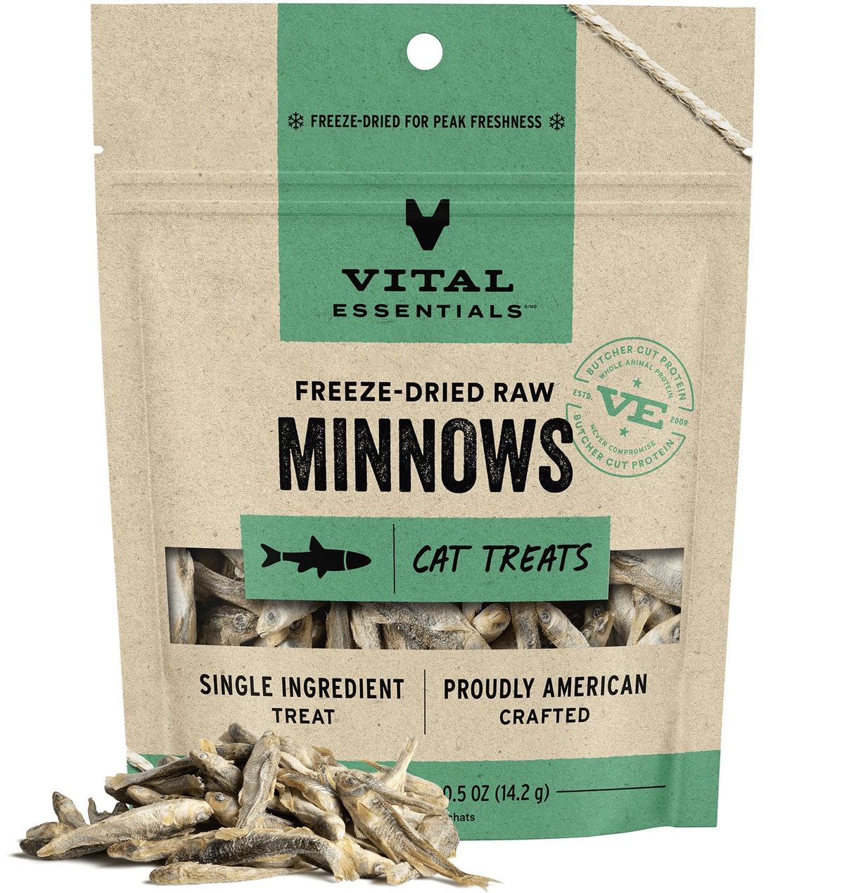 Vital Essentials Freeze Dried Raw Cat Treats, Minnows Treats, 0.5 Oz