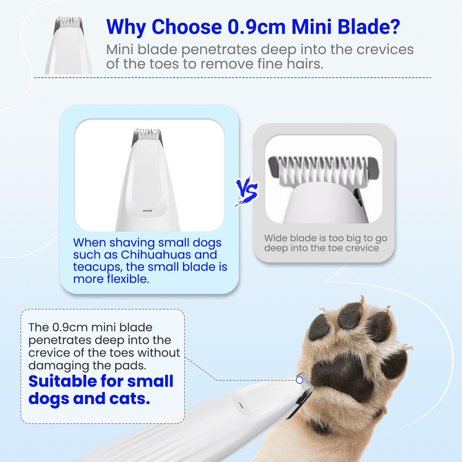 Joozur Dog Paw Trimmer,Dog Grooming Clipper For Paws, Pet Hair Clippers,Led Light Cordless Type-C Rechargeable Low Noise,Cat Cli