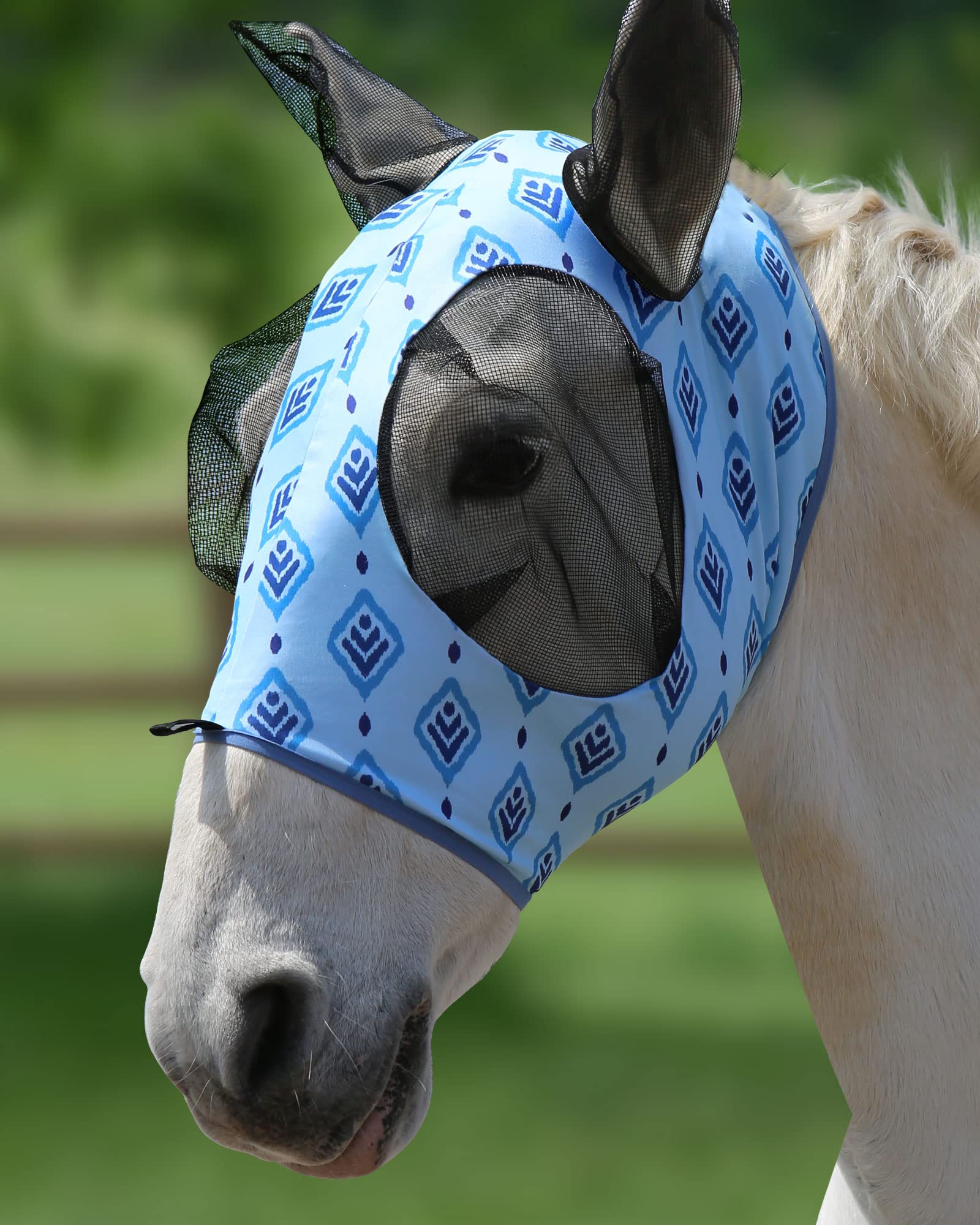 Harrison Howard Super Comfort Stretchy Fly Mask Large Eye Space with UV Protection Soft on Skin with Breathability Nature Aztec 