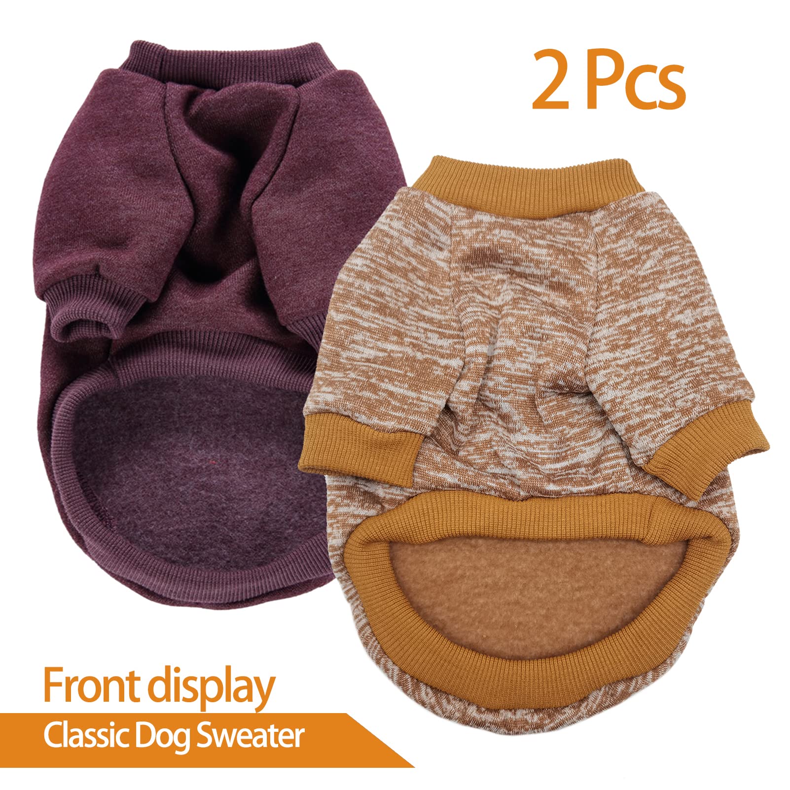Chborless Pet Dog Sweater Warm Dog Pajamas Soft Cat Sweater Puppy Clothes Small Dogs Sweater Winter Doggie Sweatshirt (Xxs, Brow