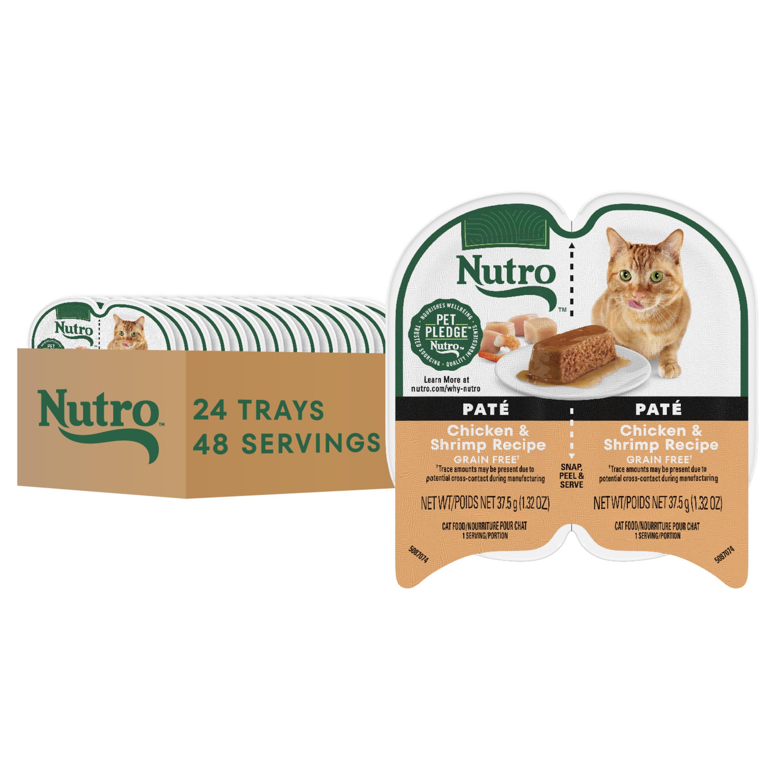 Nutro Perfect Portions Wet Cat Food Pate Chicken & Shrimp Recipe, 2.64 oz. Twin-Pack Trays (24 Count, Pack of 1)