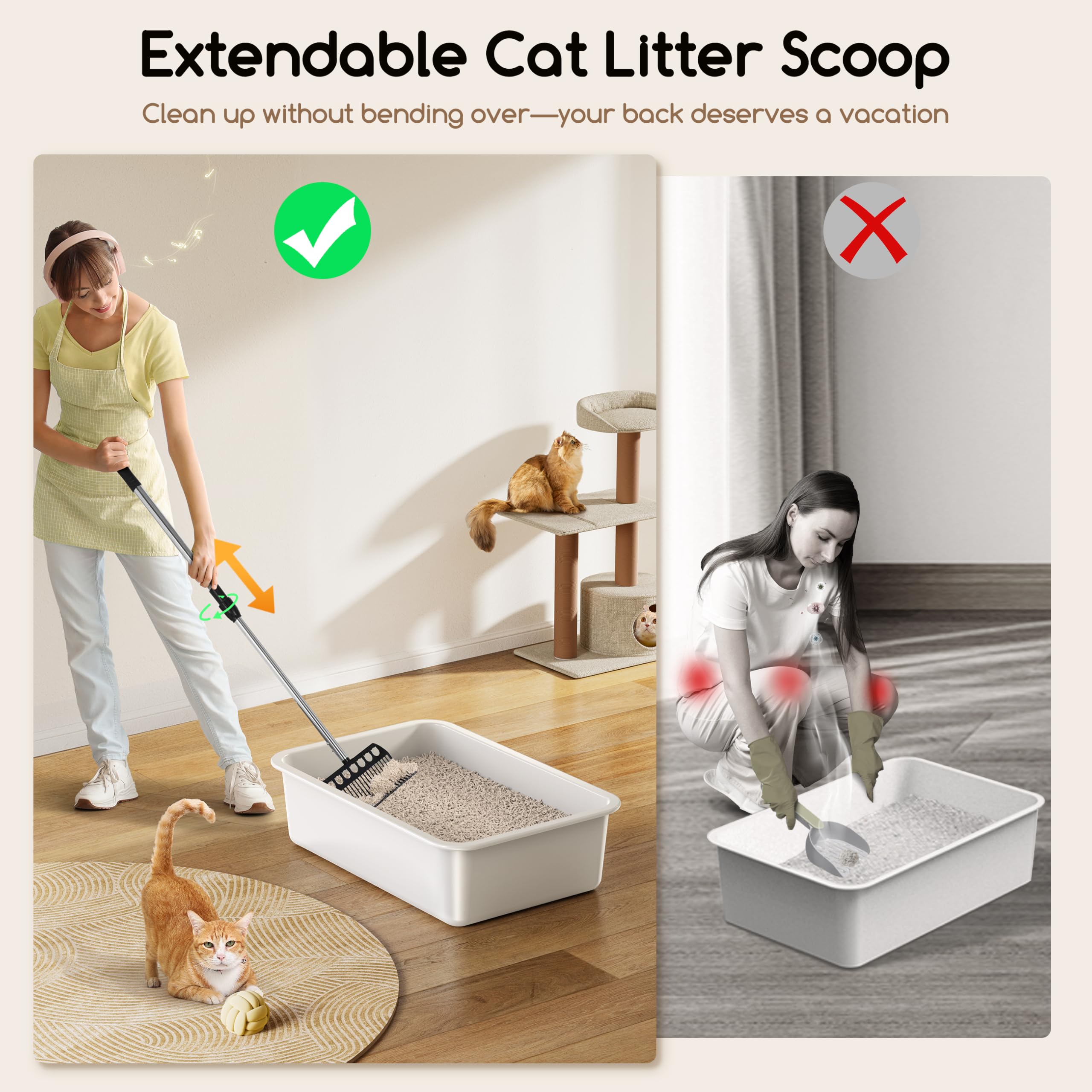 Meowant Stainless Steel Cat Litter Box, 2025 New Upgraded Extra Large Metal Litter Box with High Sided Oxford Fabric Cover & Ext