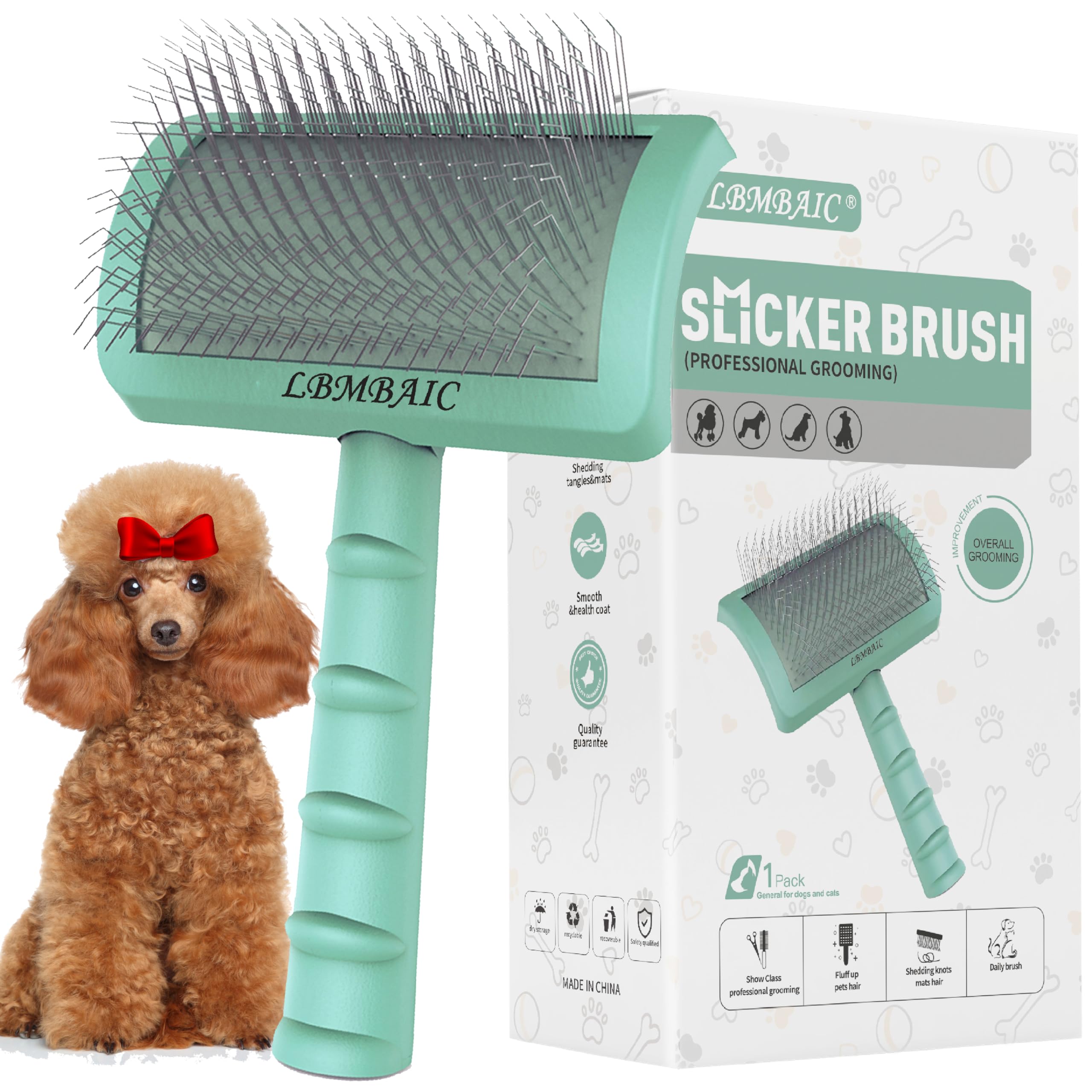 LBMBAIC Super Dense Soft Brush for Thick and Long Fur - Doodle Grooming Brush for Fluff, Shedding, Tangles on Goldendoodles - 25