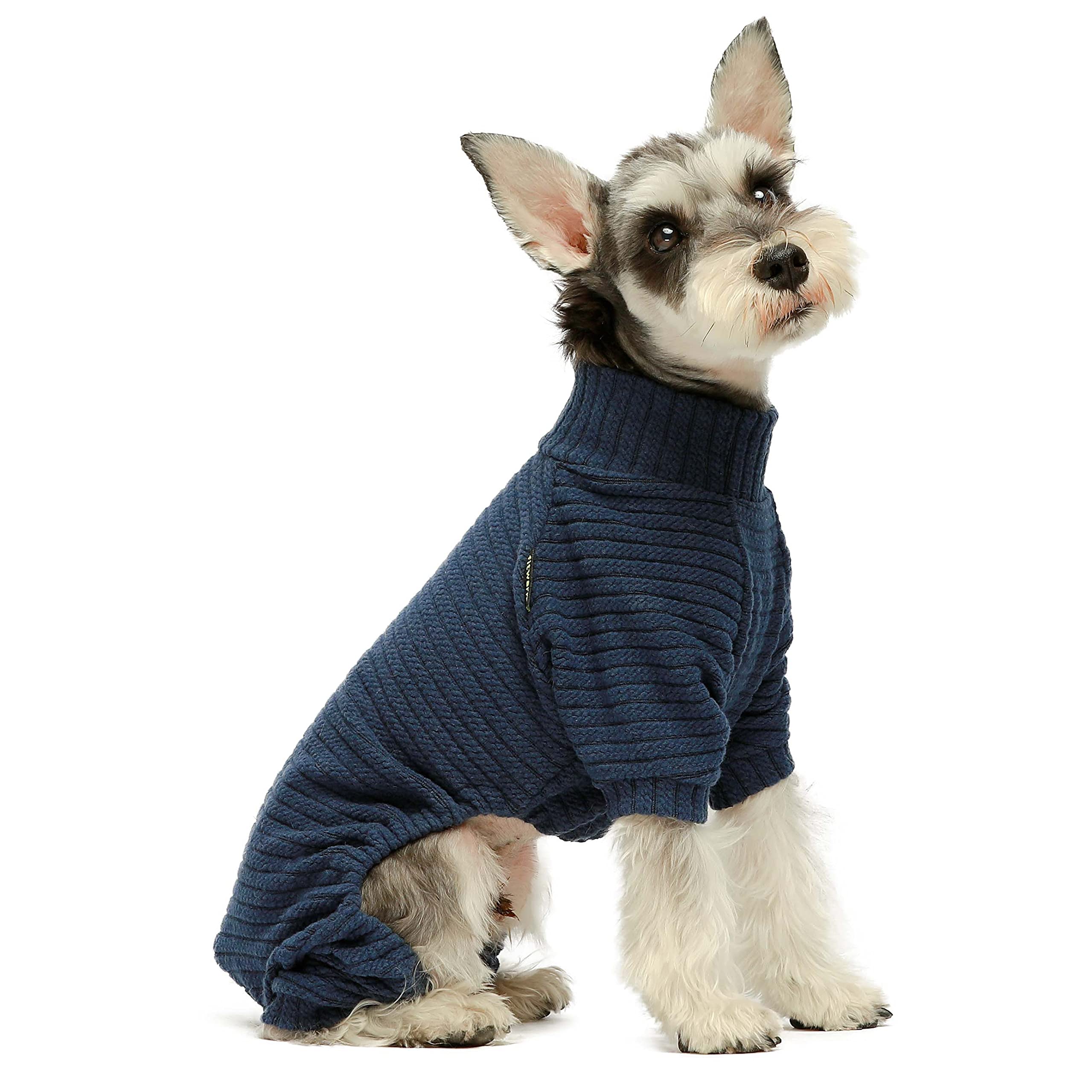 Fitwarm Turtleneck Knitted Dog Sweater Puppy Pajamas Thermal Doggie Winter Clothes Knitwear Pet Coats Cat Apparel Blue Xxl