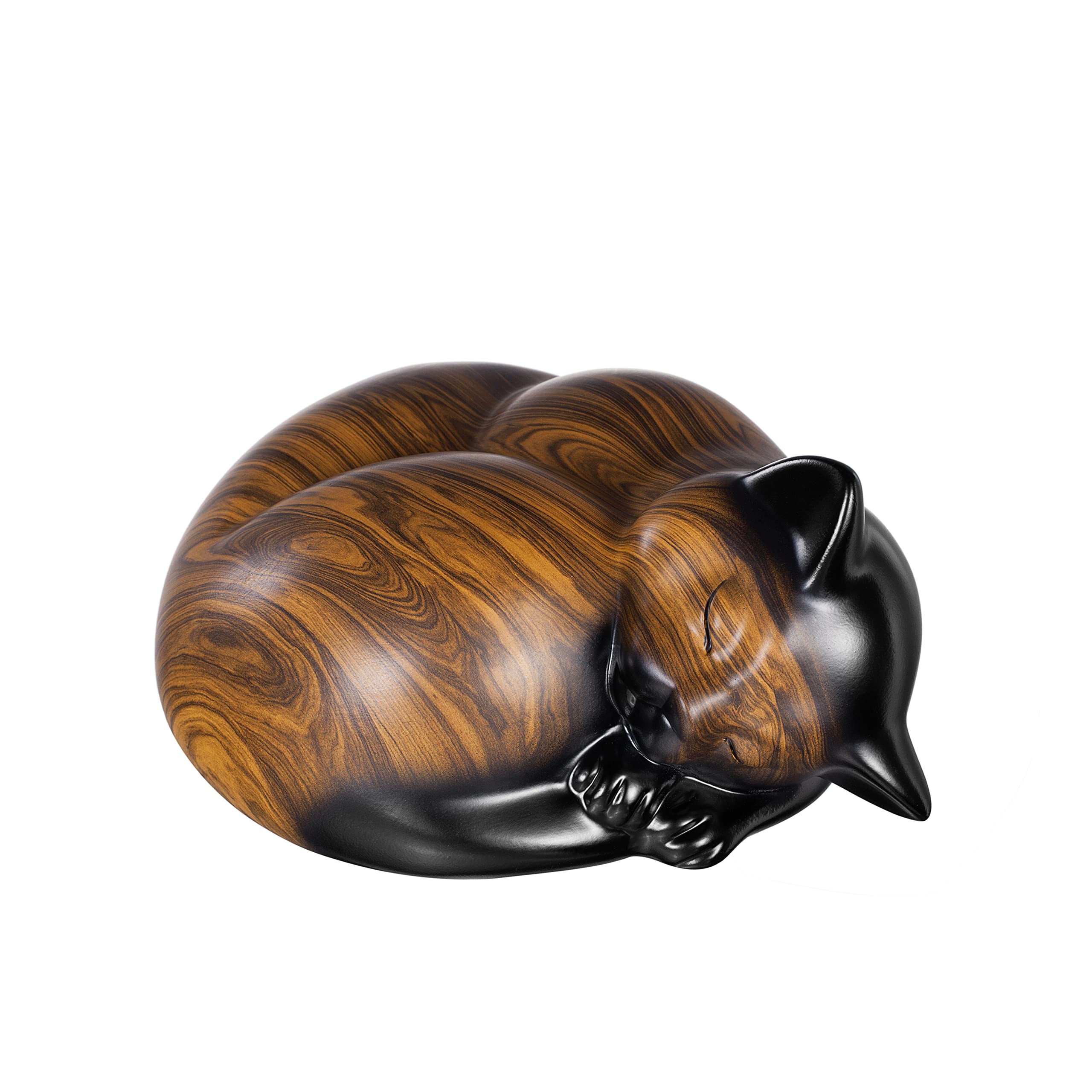 Kriss Art Pet Urns,Sleeping Resin Cremation Cat Urn, Cat Urns For Ashes, Small Animal Urn (Brown)