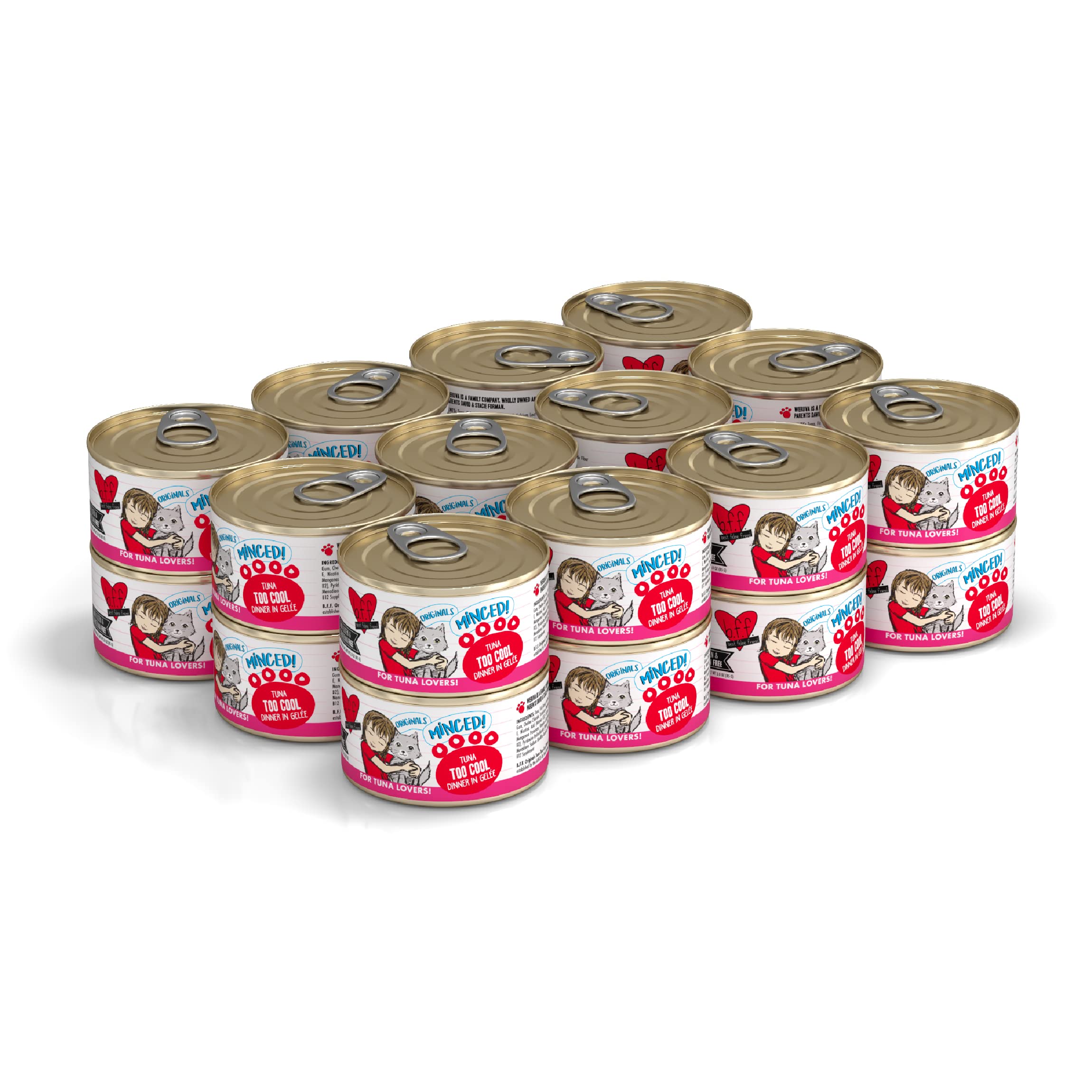 Weruva Best Feline Friend (B.F.F.) Tuna Too Cool with Red Meat Tuna in Gelee Cat Food, 3oz Can (Pack of 24)