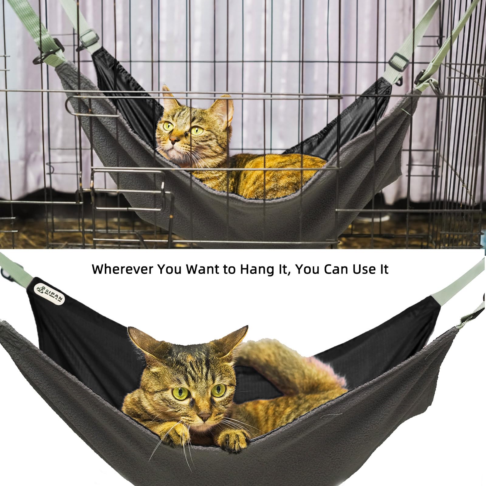 Qipan Cat Hammock For Cage - Hanging Washable Soft Outdoor Mat, Waterproof Cooling Bed For Large Kittens 26In*20In (Xx-Large, Bl