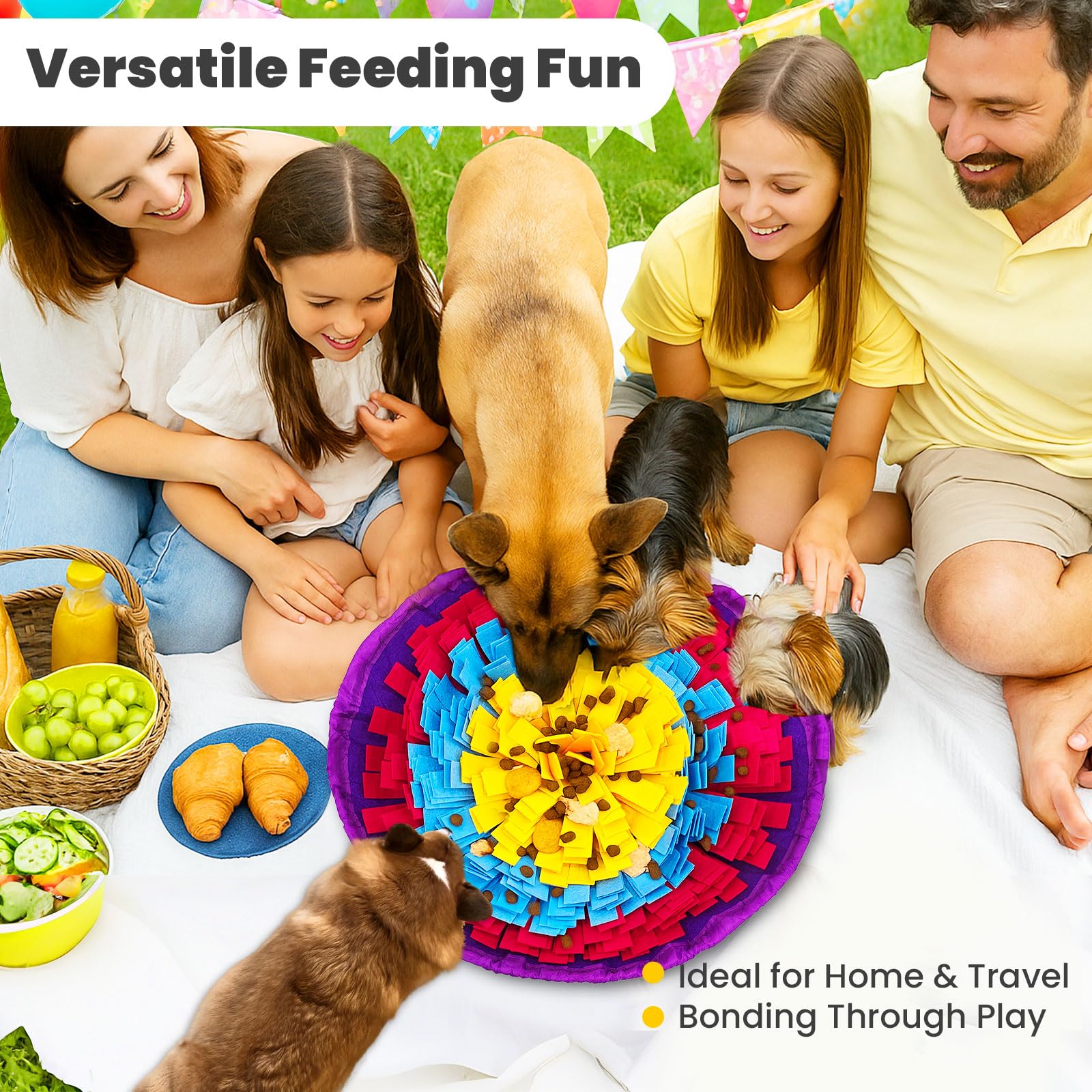 PETCARE Snuffle Mat for Dogs Adjustable Slow Feeder Bowl Interactive Enrichment Puzzle Toys for Small Medium Large Breed Dogs Ca