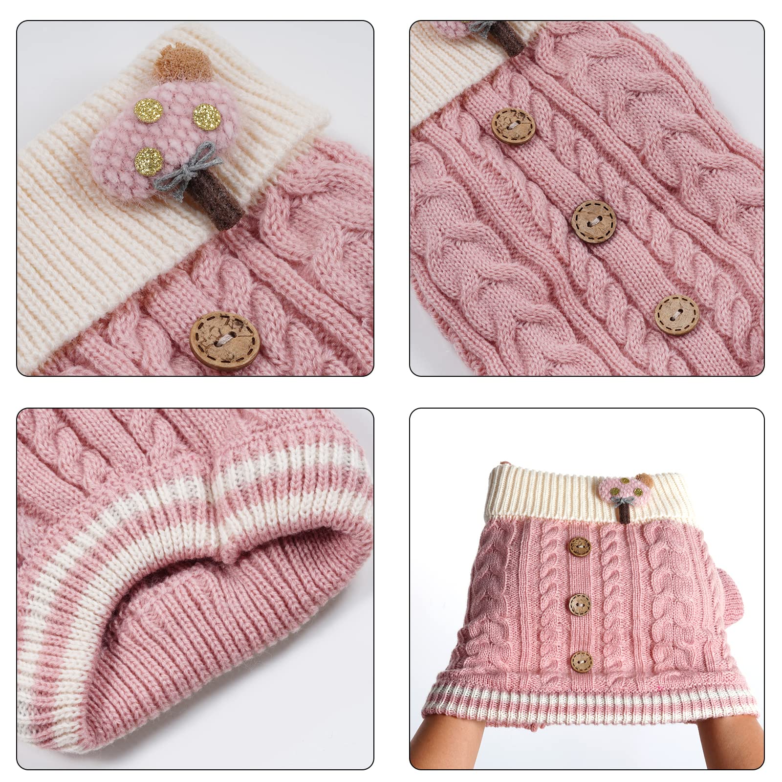 Topbuti Dog Sweater Turtleneck Knitwear Doggie Pullover Sweater Doggy Winter Coat Warm Pet Clothes Puppy Holiday Clothing Button