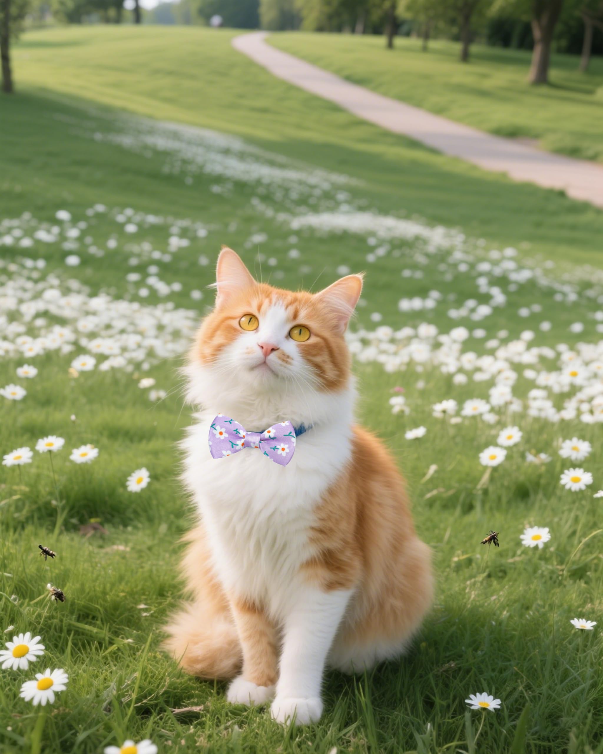 Pet Show 10 Pack Floral Small Dog Bow Ties Sliding Collar Attachments Puppy Cats Spring Bowties For Medium Dogs Sunflower Rose B