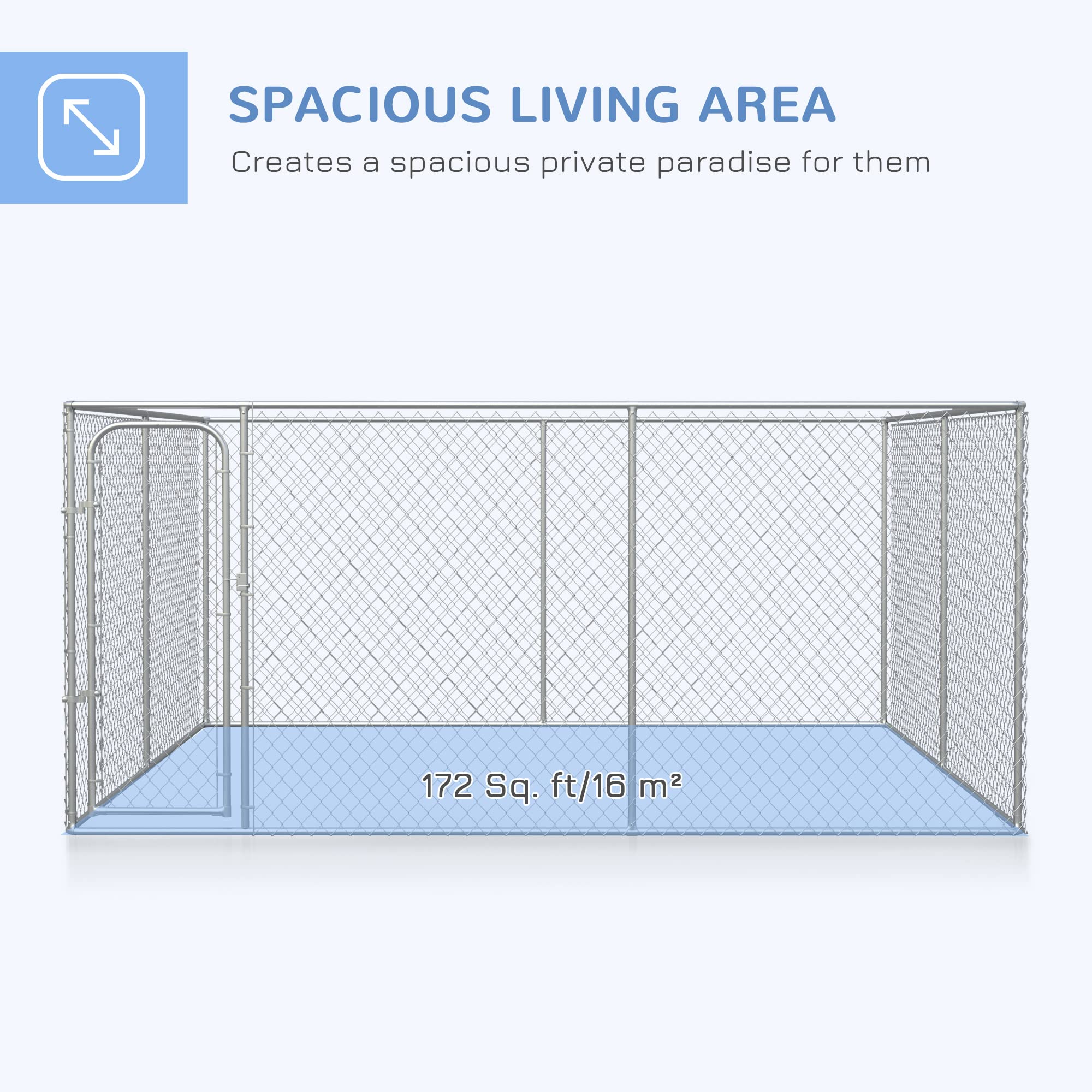 PawHut 172.2 Sq. Ft. Dog Playpen Outdoor, Walk-in Dog Run Kennel Puppy Exercise Pen with Galvanized Steel Frame, for Small and M
